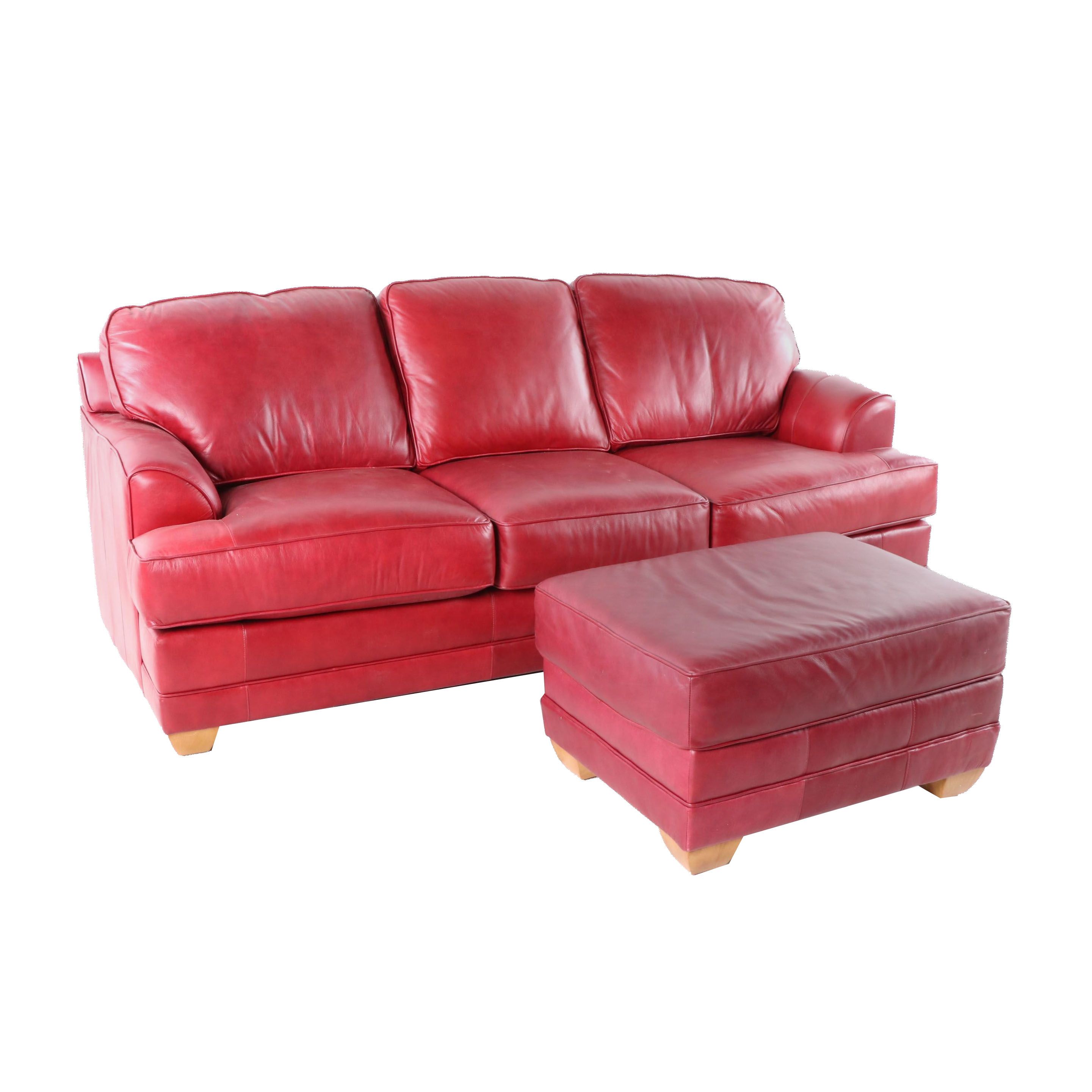 lazy boy red leather sofa