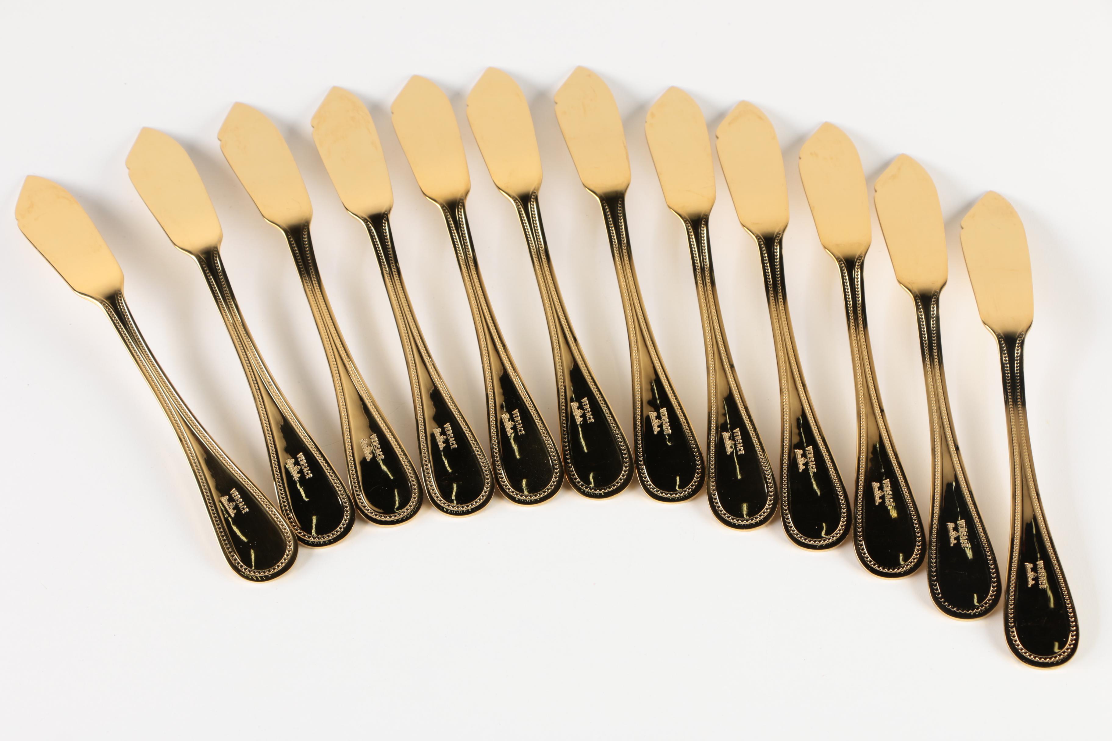 Versace for Rosenthal "Medusa" 24K Gold Plated Salad Forks and Knives EBTH