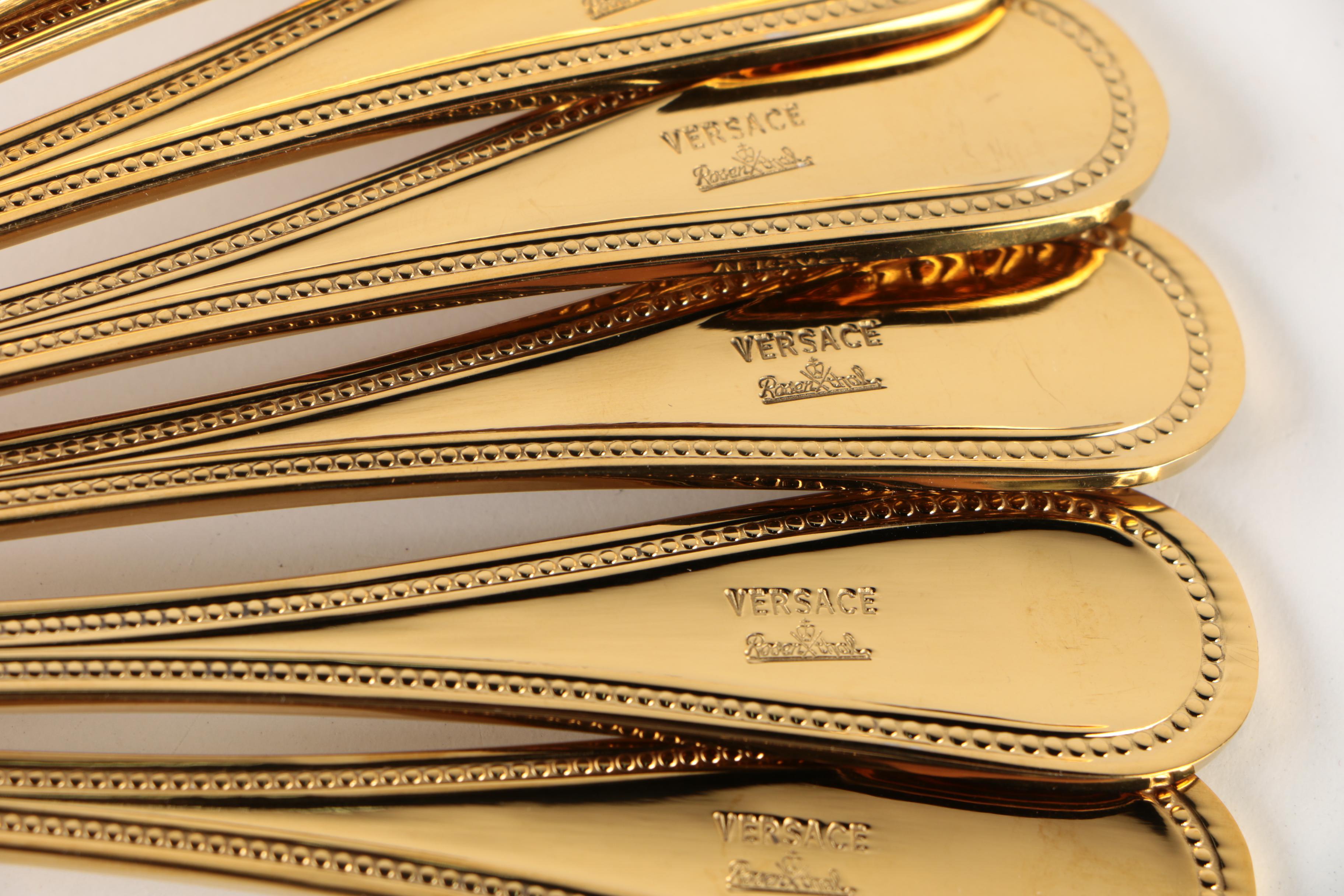 Versace for Rosenthal "Medusa" 24K Gold Plated Salad Forks and Knives EBTH