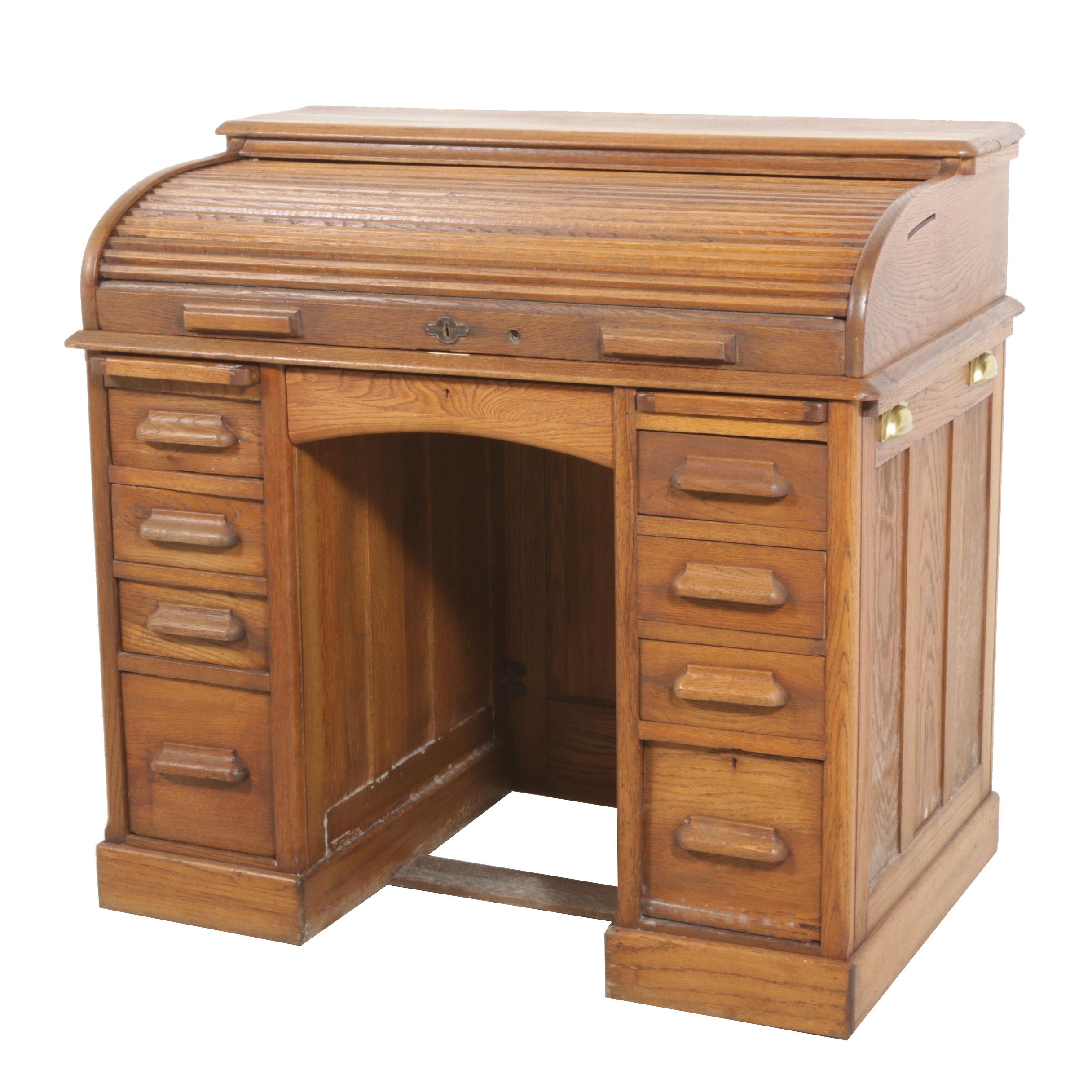 Lebus Of England Oak Roll Top Desk 1920s Ebth