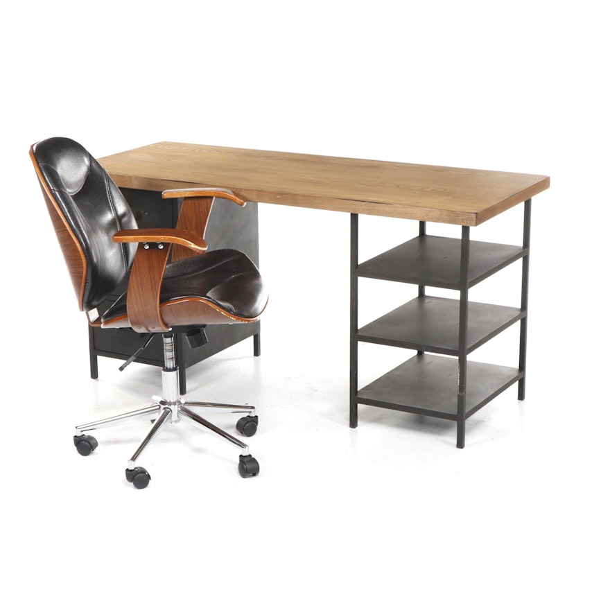 Contemporary Modern World Market Kneehole Desk And Boraam Office