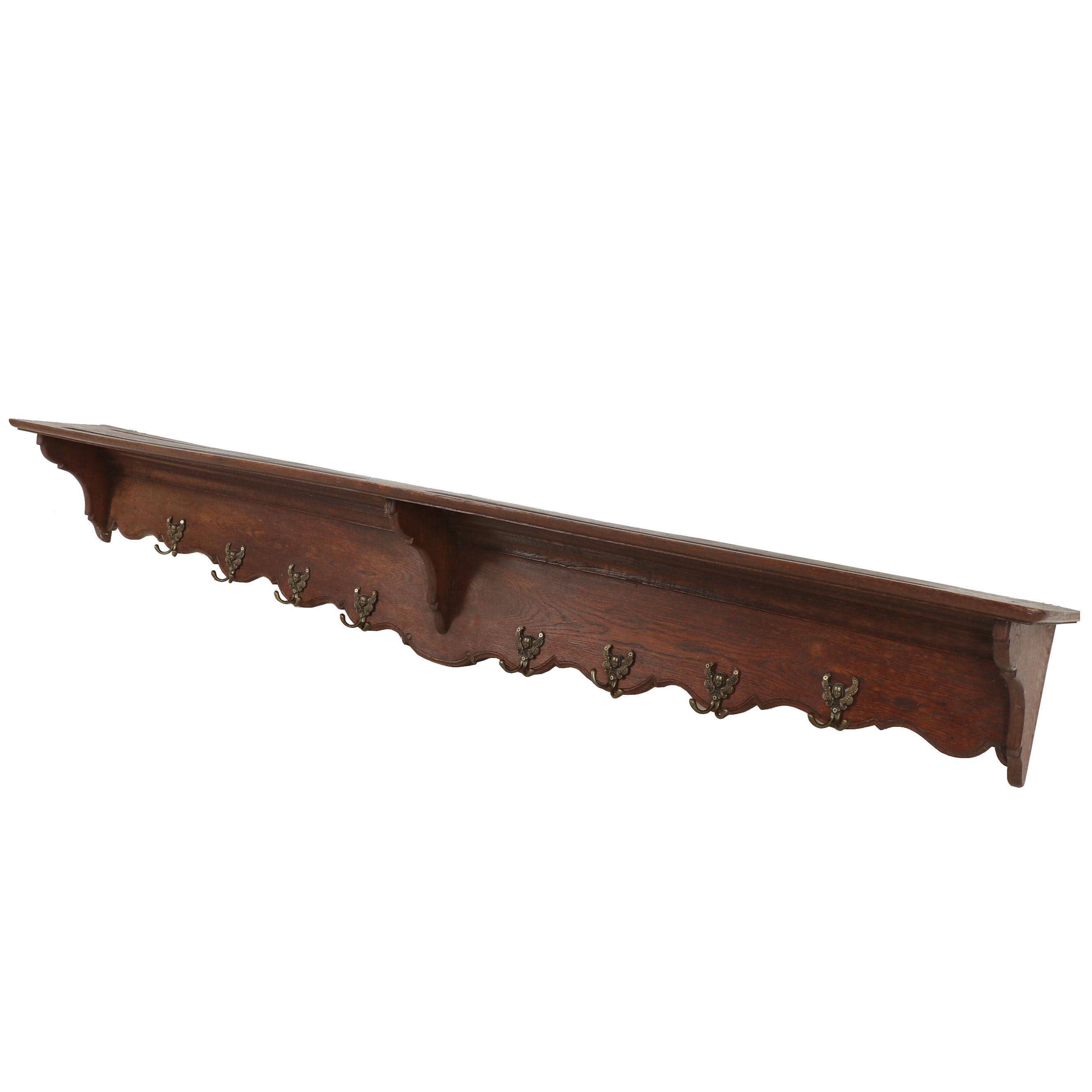 Edwardian Style Wood Mantel Shelf with Contemporary Hooks EBTH