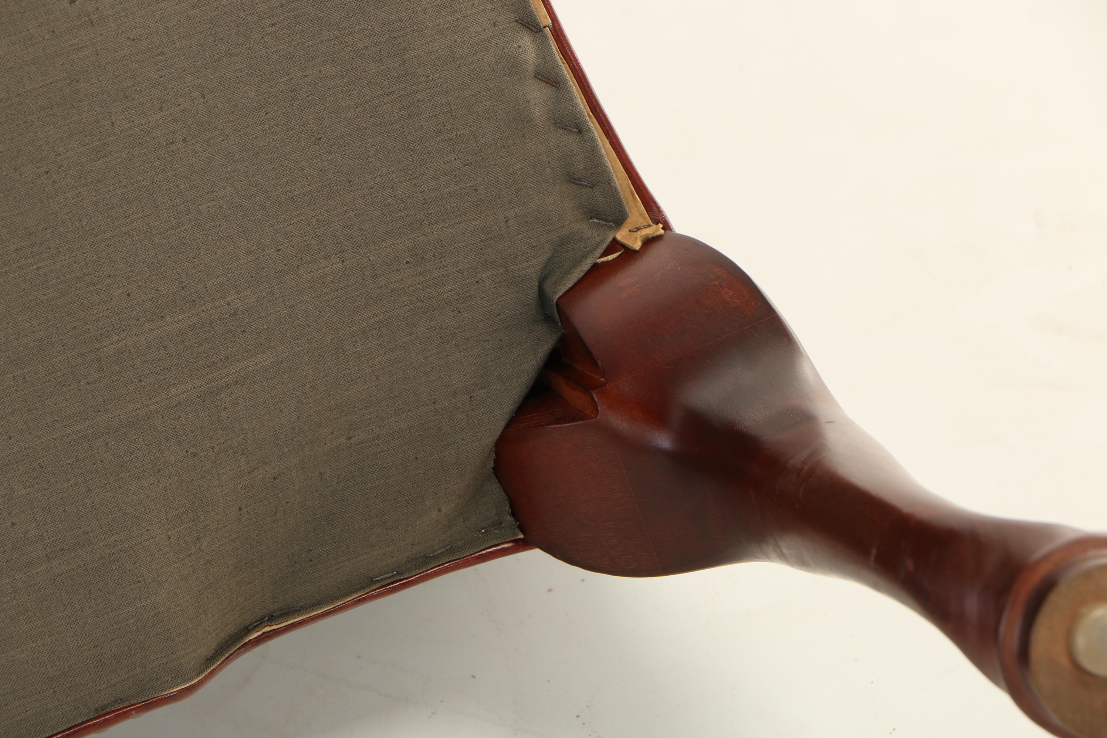 Leathercraft Inc., Queen Anne Style DyedLeather Wingback Armchair EBTH