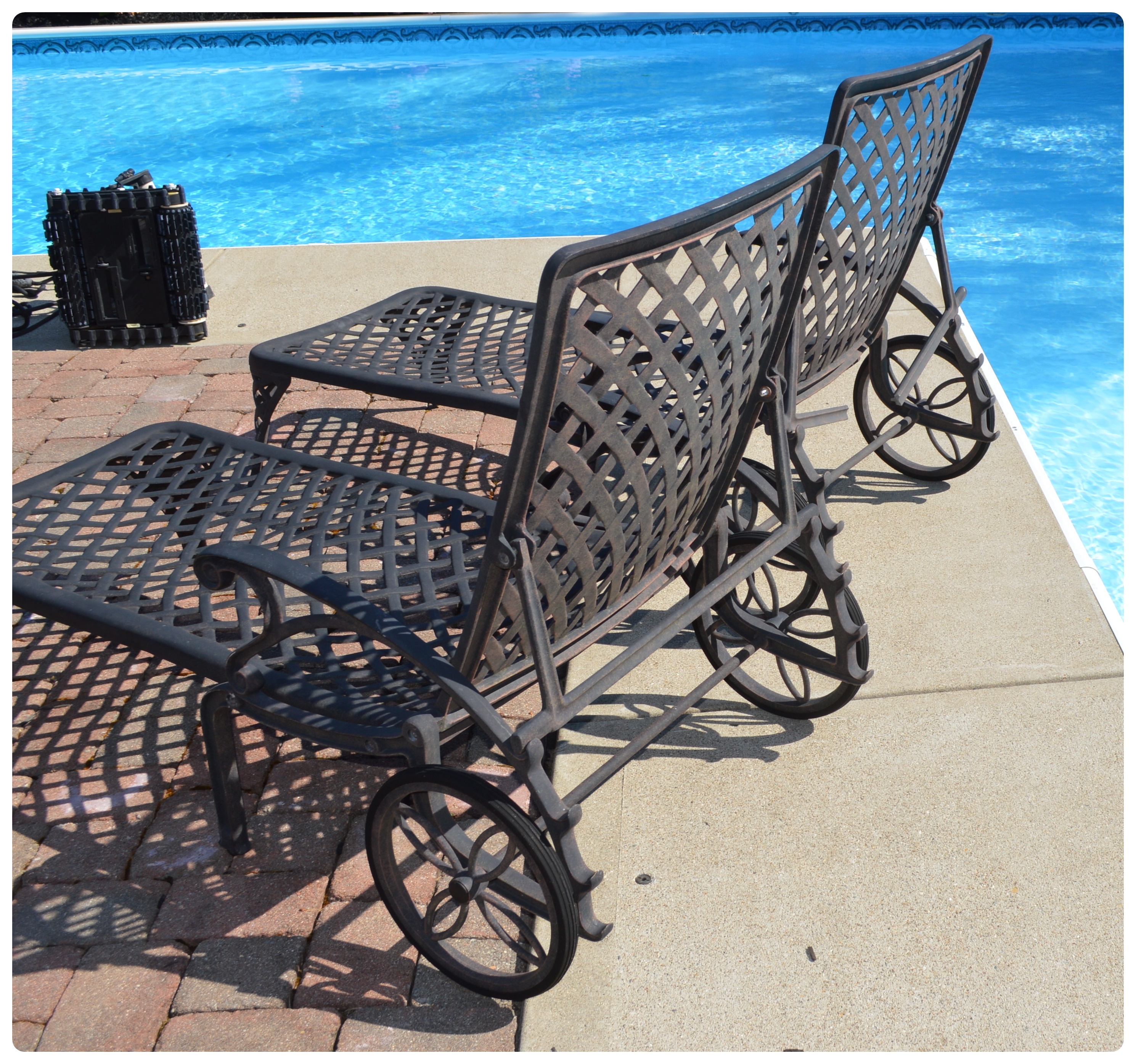 Cast Aluminum Chaise Lounge Chair, Pair, Contemporary EBTH