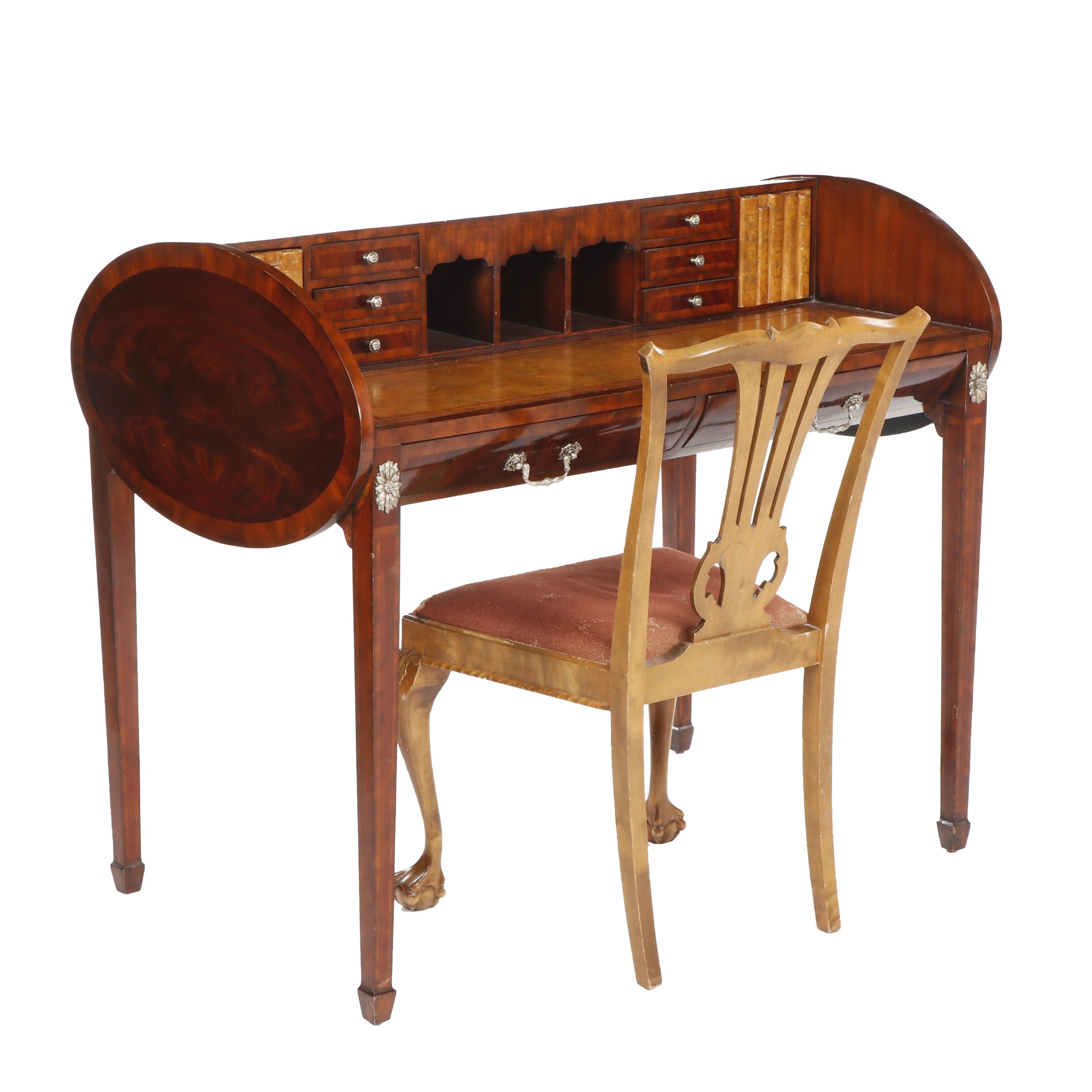 Maitland Smith Sheraton Style Escritoire With Leather Top And