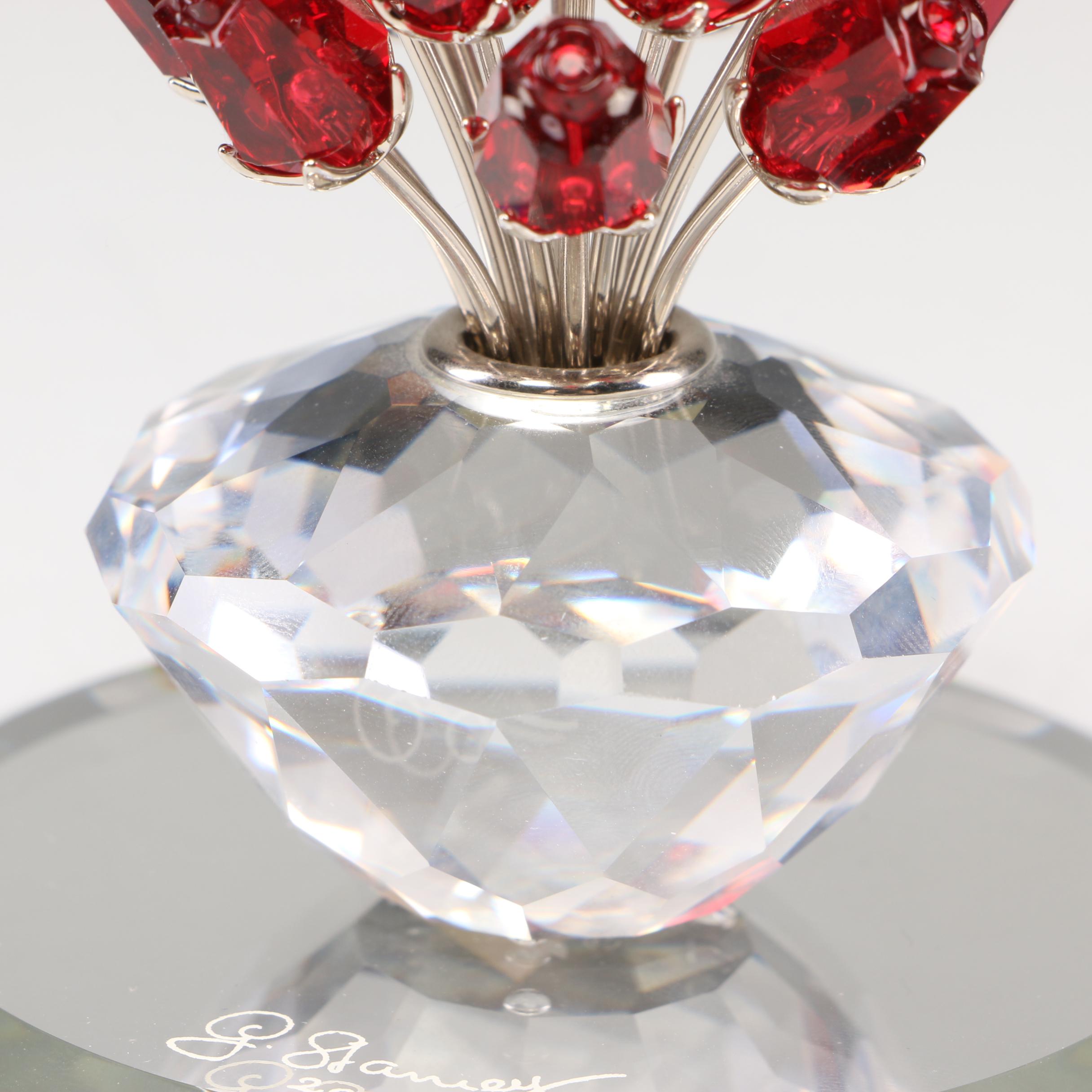 Swarovski Crystal "Vase of Red Roses" Figurine with Mirror ...