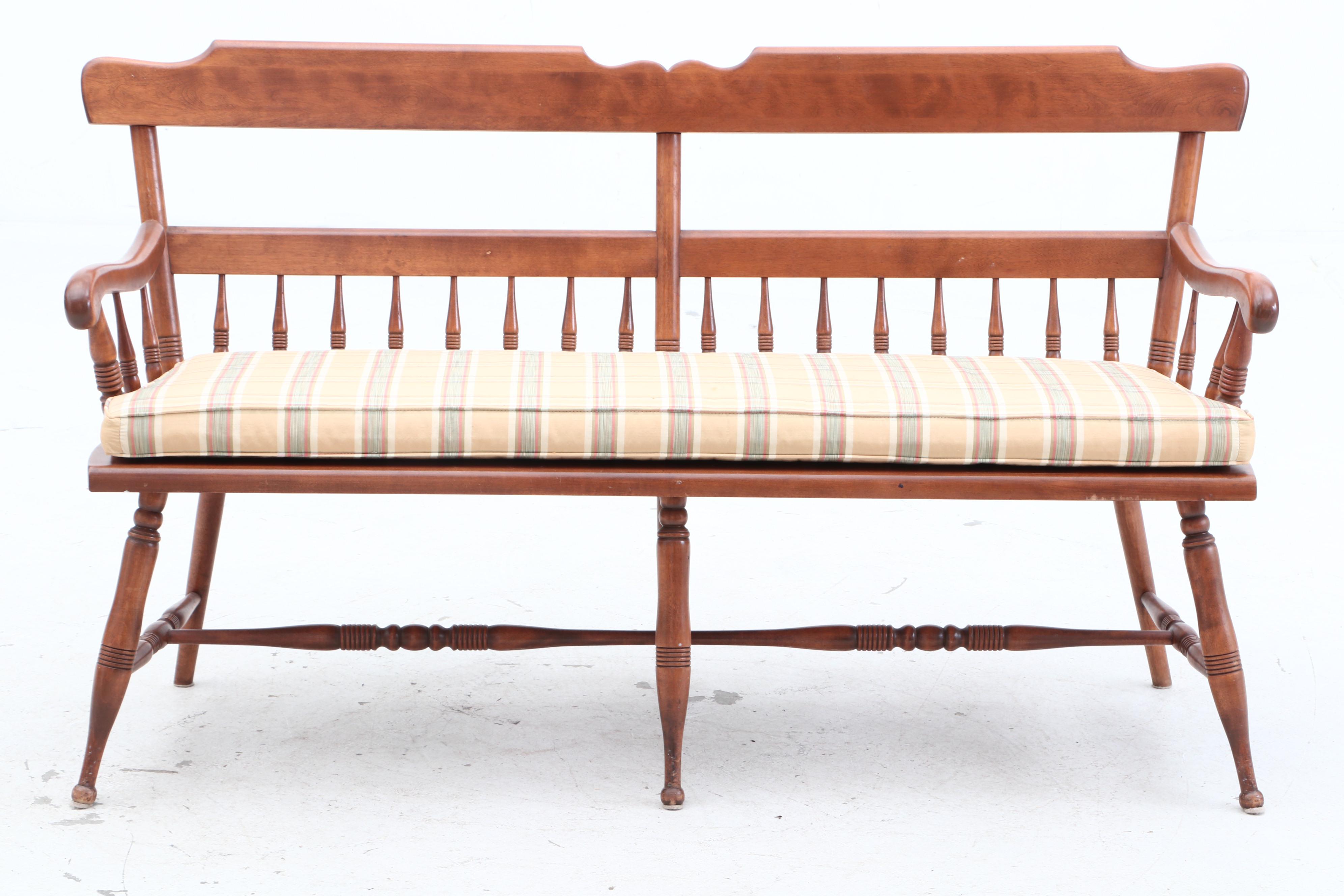 Ethan Allen Early American Style Maple Deacon's Bench, Mid20th Century