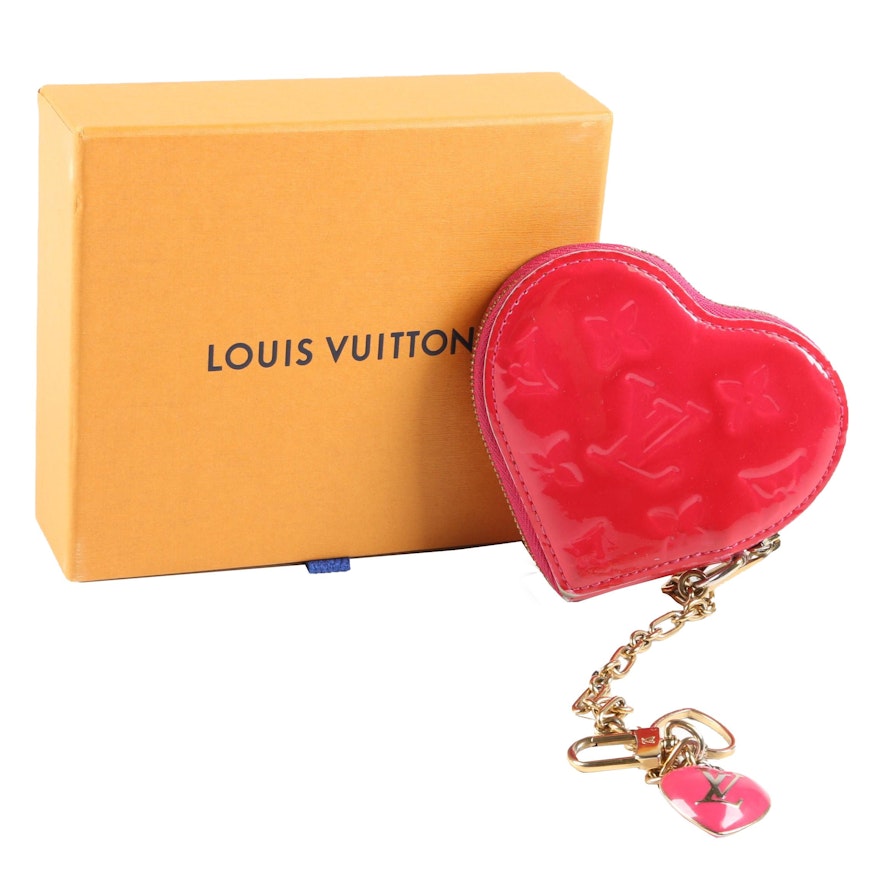 Louis Vuitton Paris Heart-Shaped Coin Purse in Pink Monogram Vernis, France