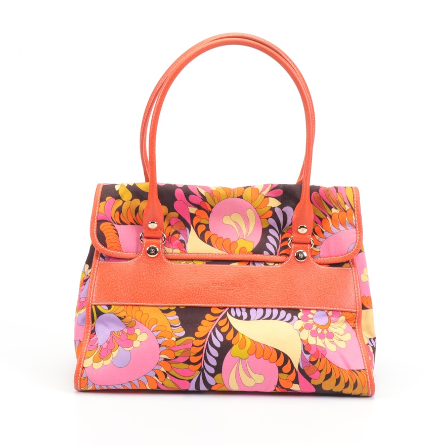 Kate Spade New York Orange and Multicolor Floral Flap Front Tote Bag | EBTH