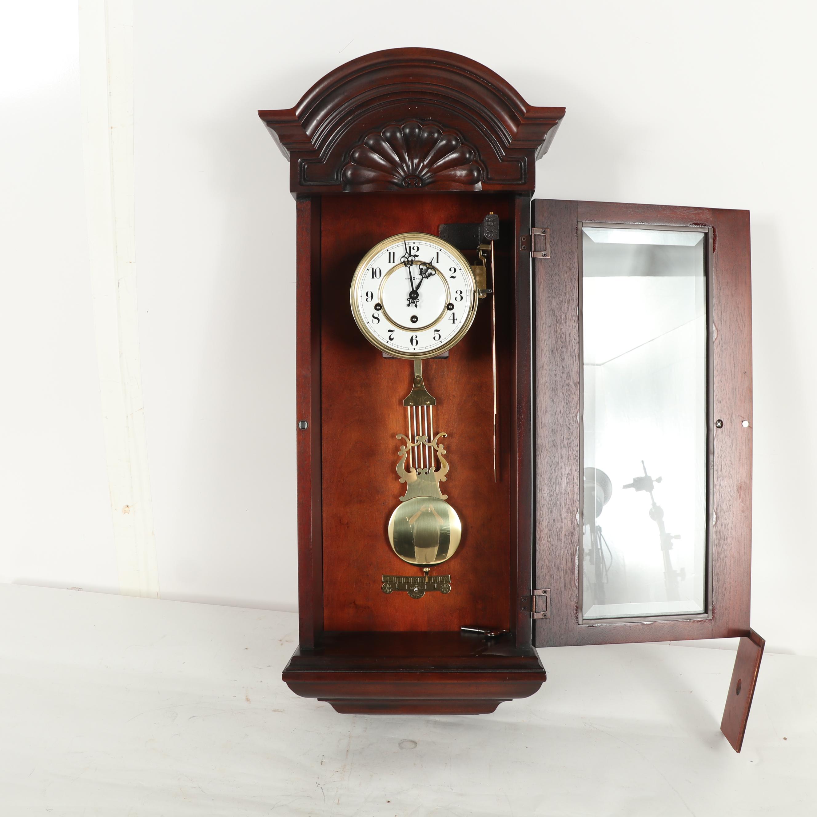 Howard Miller "Jennison" Mahogany Veneer Pendulum Wall Clock with Lyre