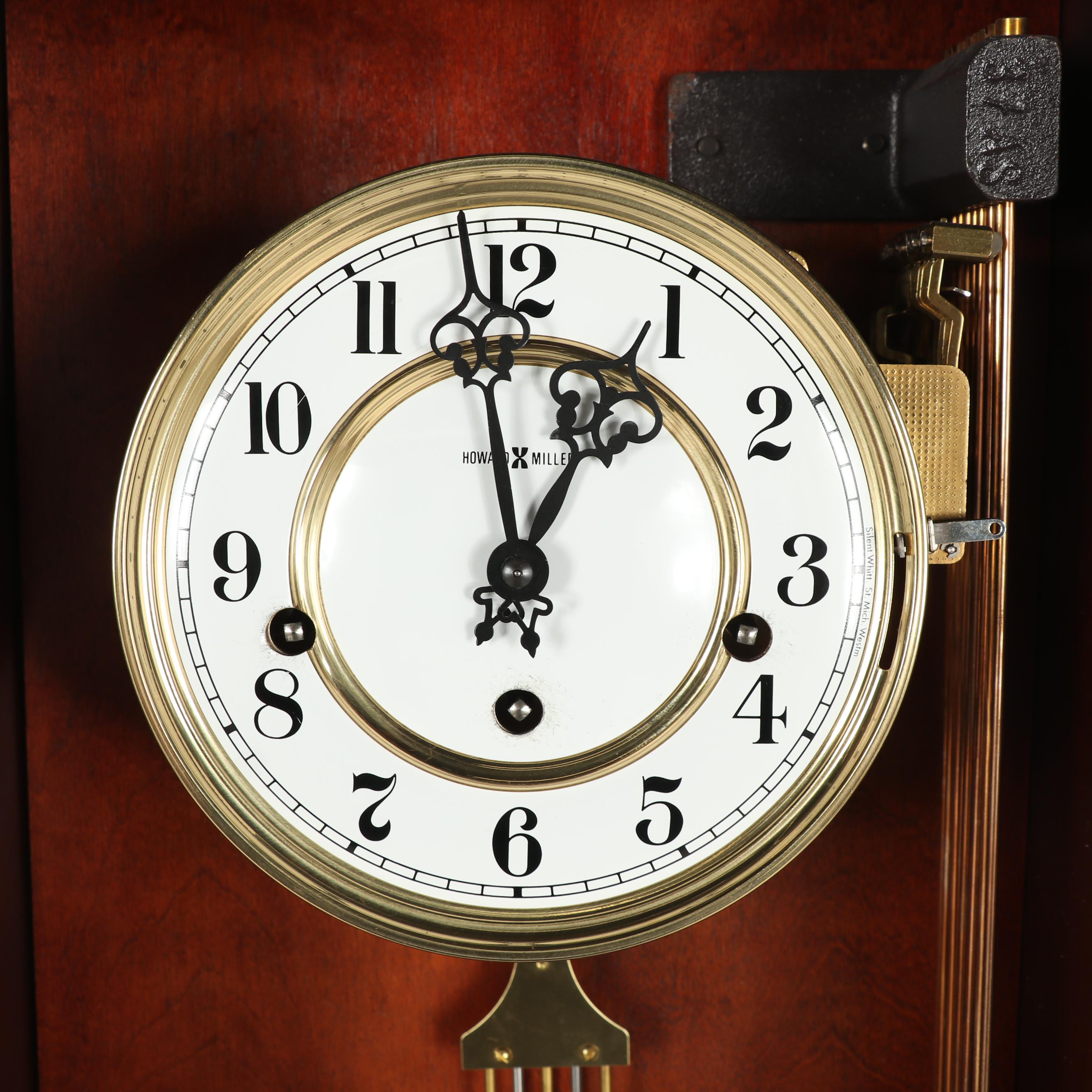 Howard Miller "Jennison" Mahogany Veneer Pendulum Wall Clock with Lyre Pendulum EBTH