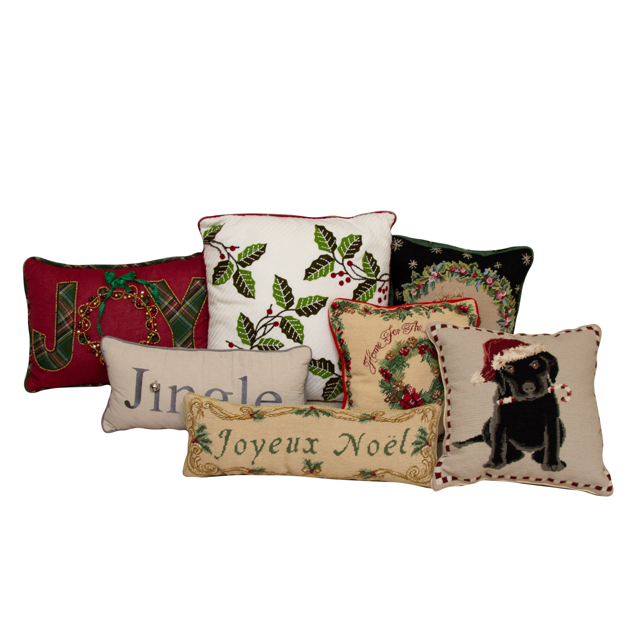 Needlepoint Christmas Accent Pillows Ebth