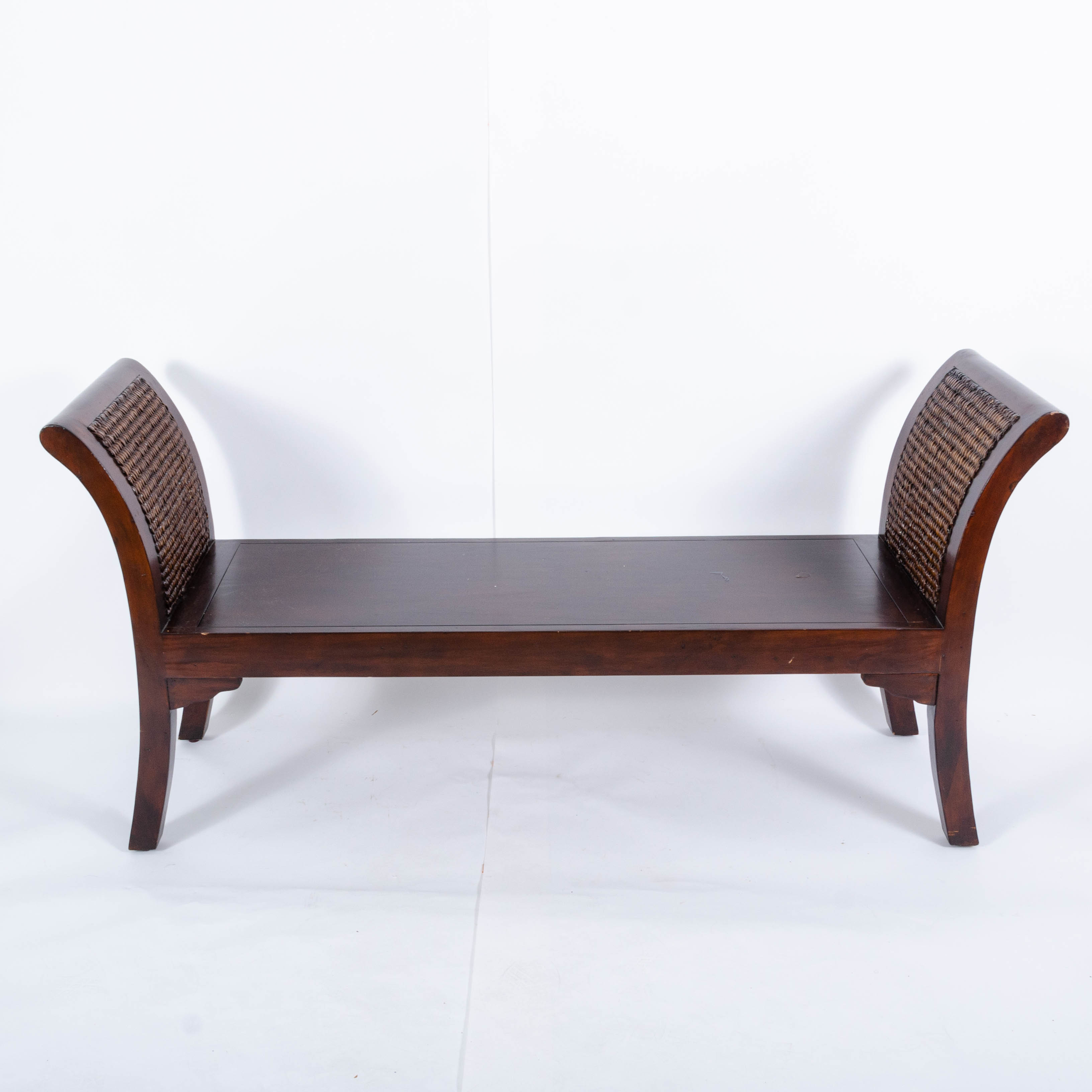 Pier 1 Imports Wood And Wicker Bench Ebth