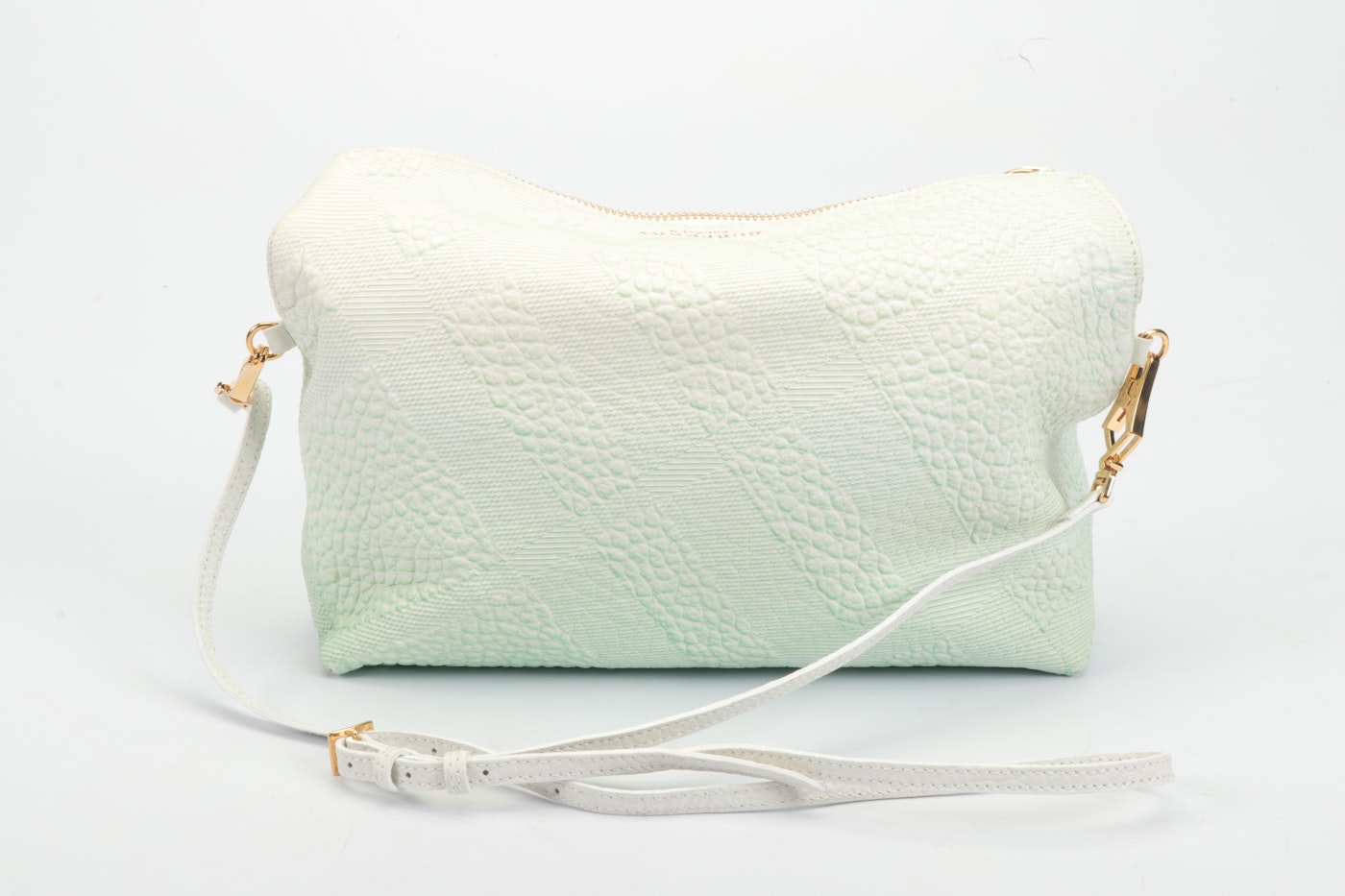 Burberry Prorsum Mint Green and Off-White Ombré Textured Leather Crossbody Bag | EBTH