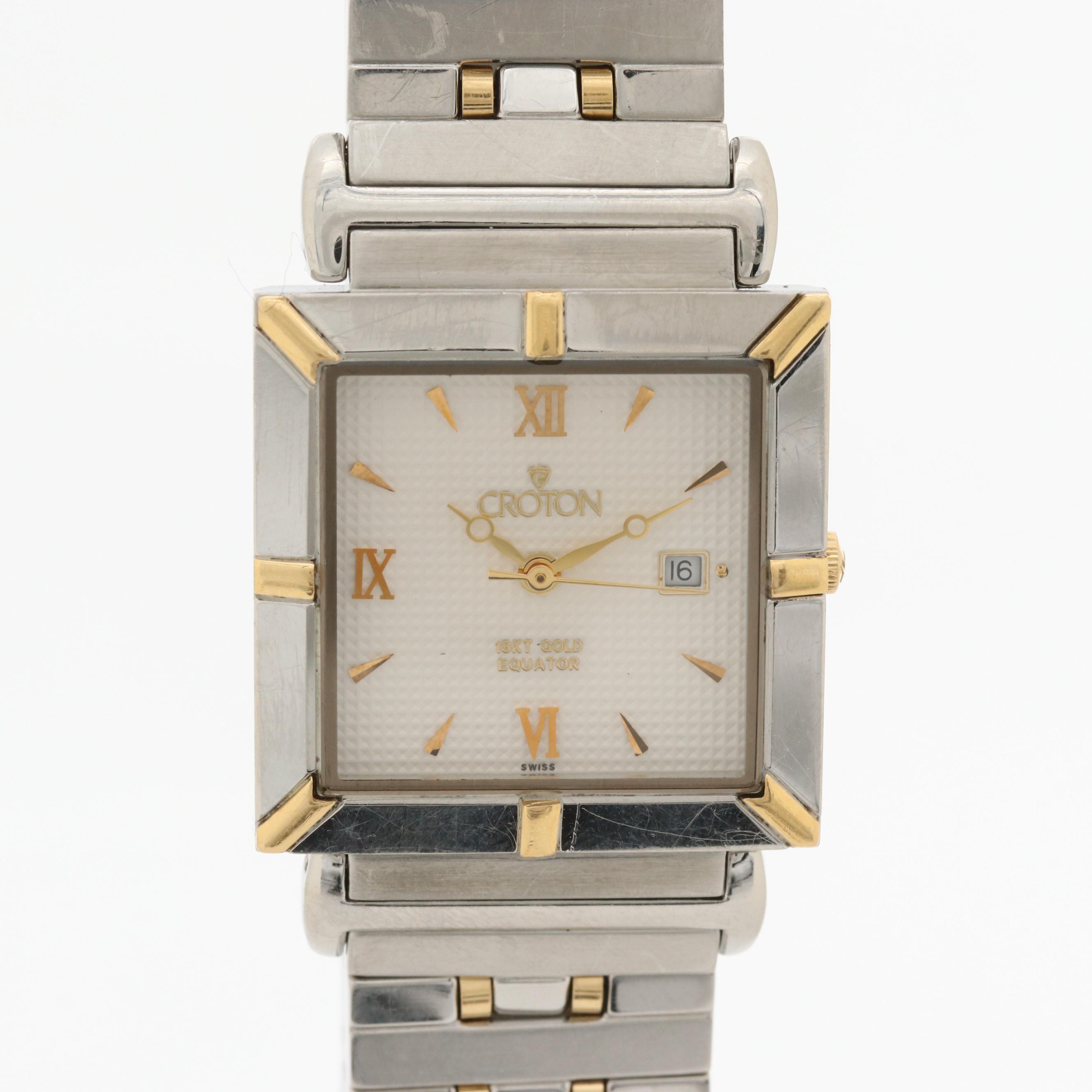 Croton Equator 18K Gold and Stainless Steel Quartz Wristwatch EBTH
