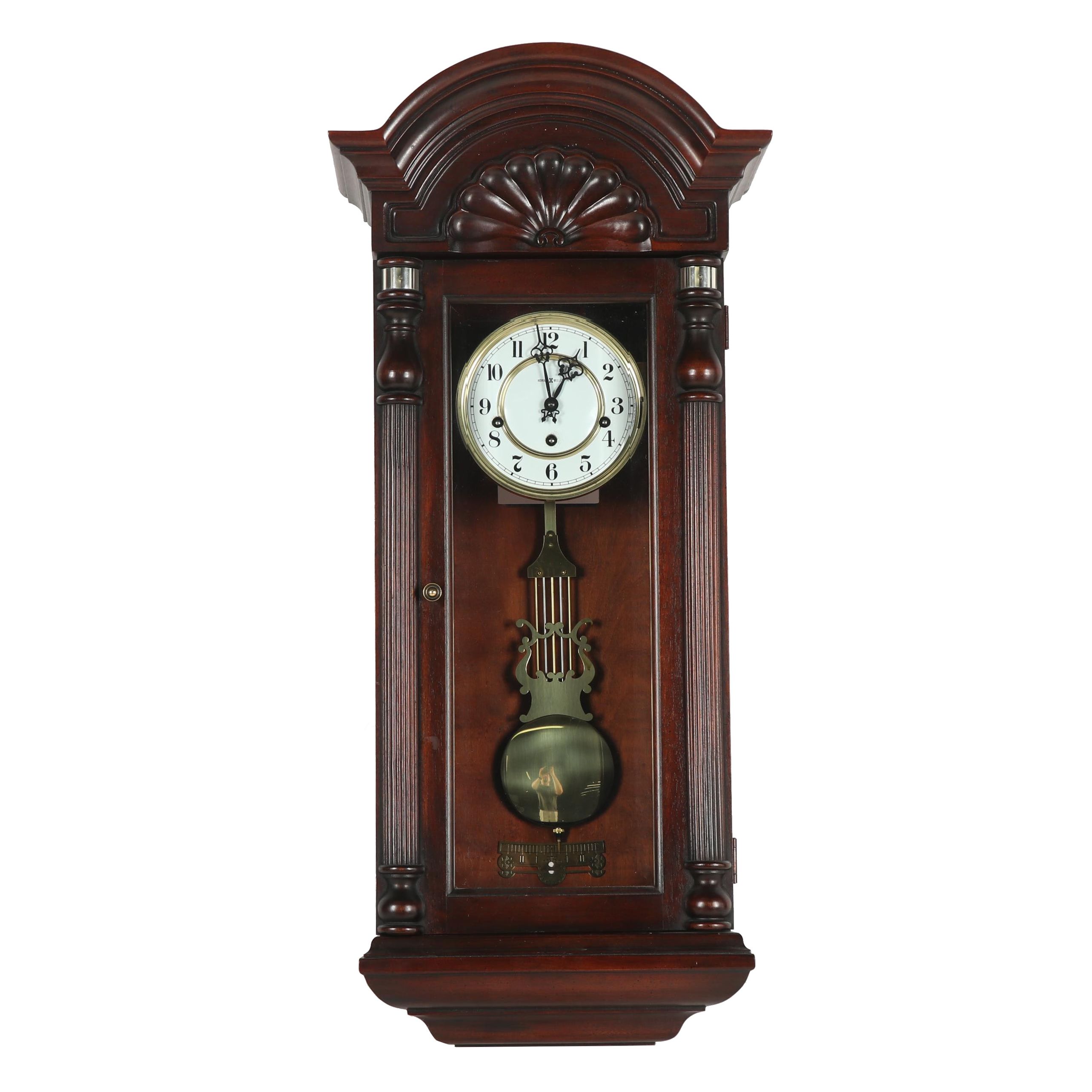 Howard Miller "Jennison" Mahogany Veneer Pendulum Wall Clock with Lyre Pendulum EBTH