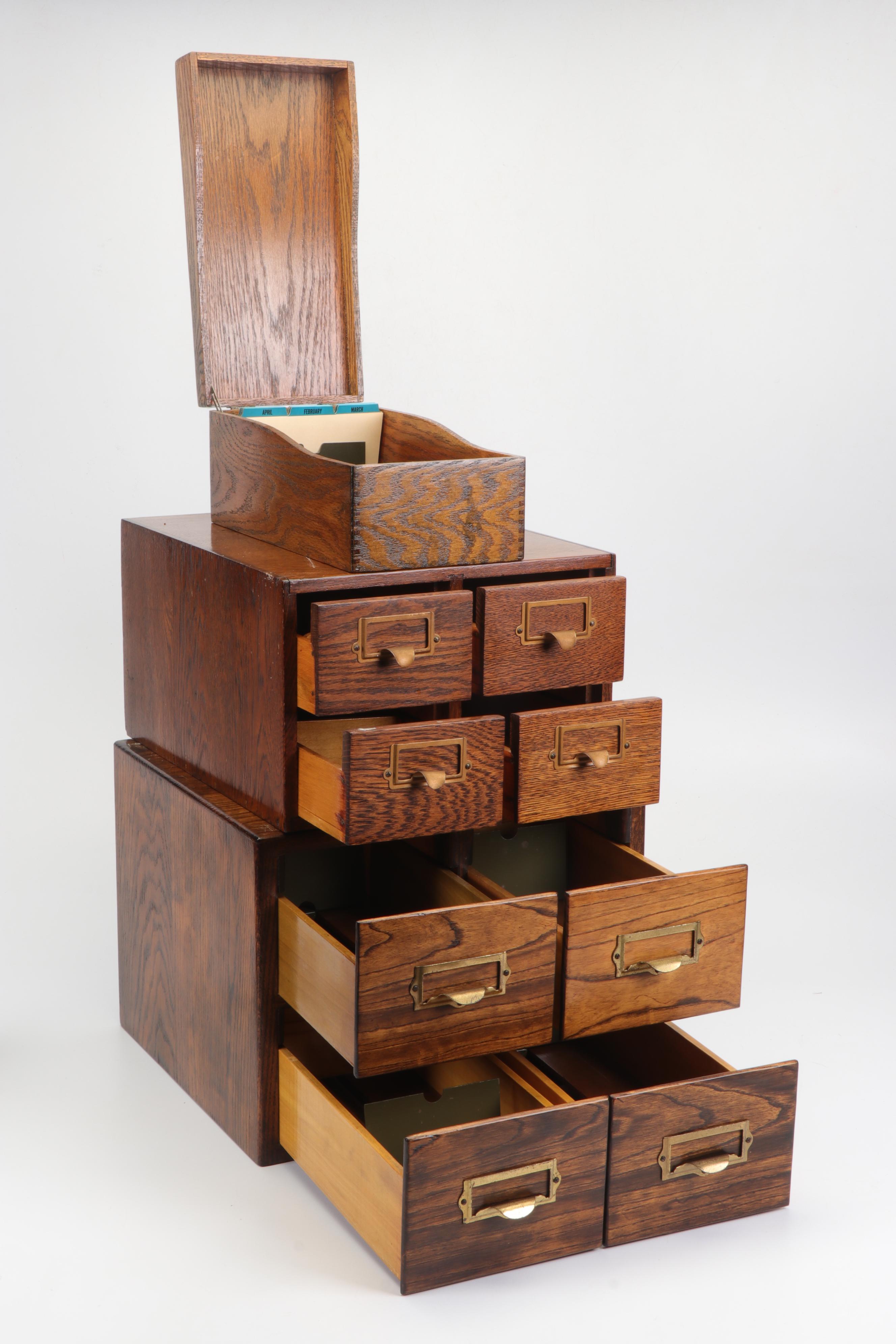 Oak Card Catalog EBTH