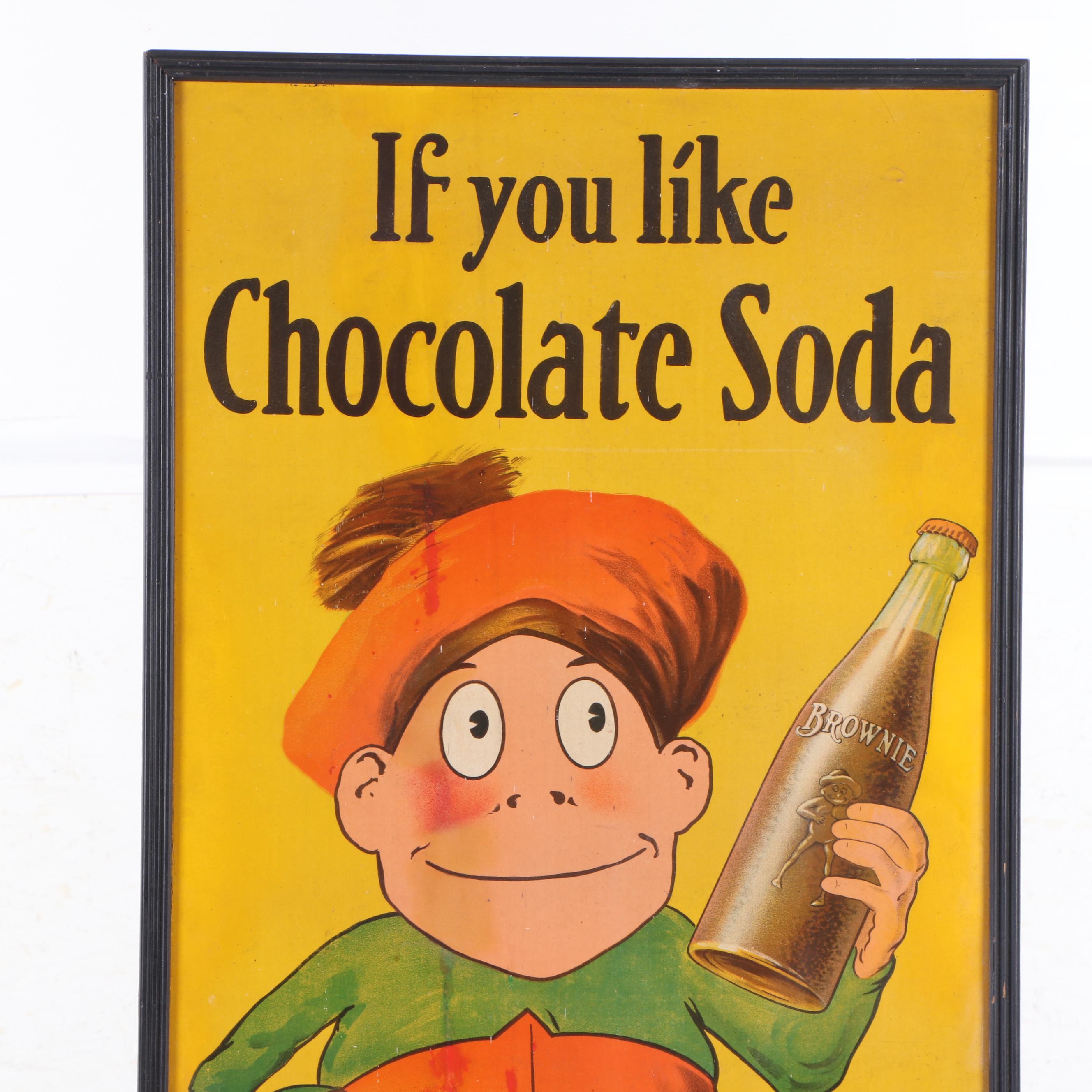 Brownie Chocolate Soda Advertising Sign, circa 1920 EBTH