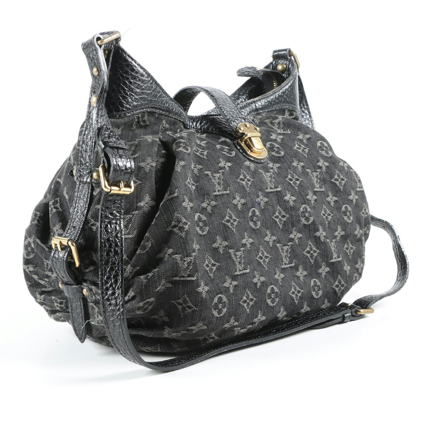 Louis Vuitton Paris Mahina Shoulder Bag in Black Denim Canvas and Leather | EBTH