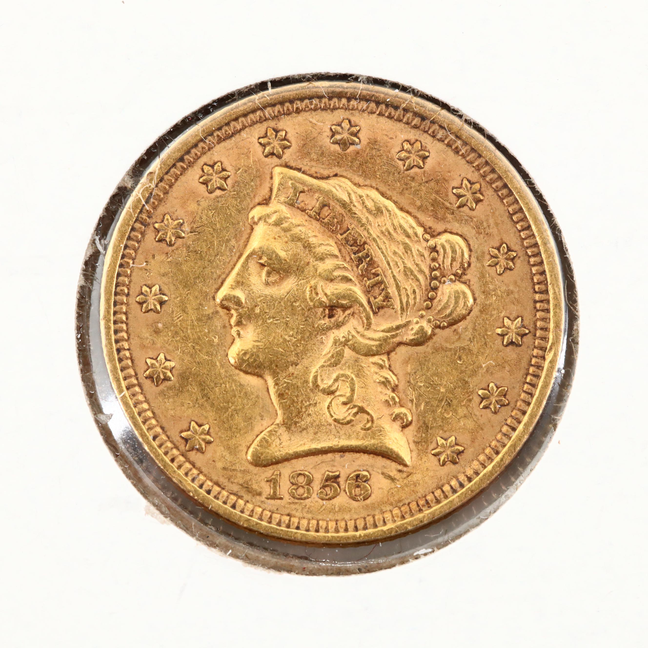 1856 Liberty Head 2 12 Quarter Eagle Gold Coin
