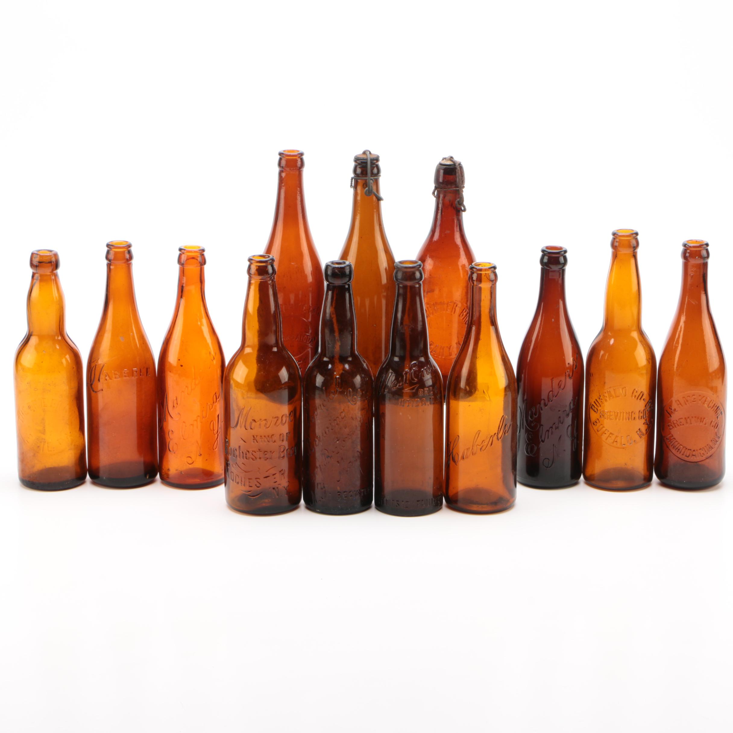 Download Amber Glass Beer Bottles From East Coast Breweries, Antique | EBTH
