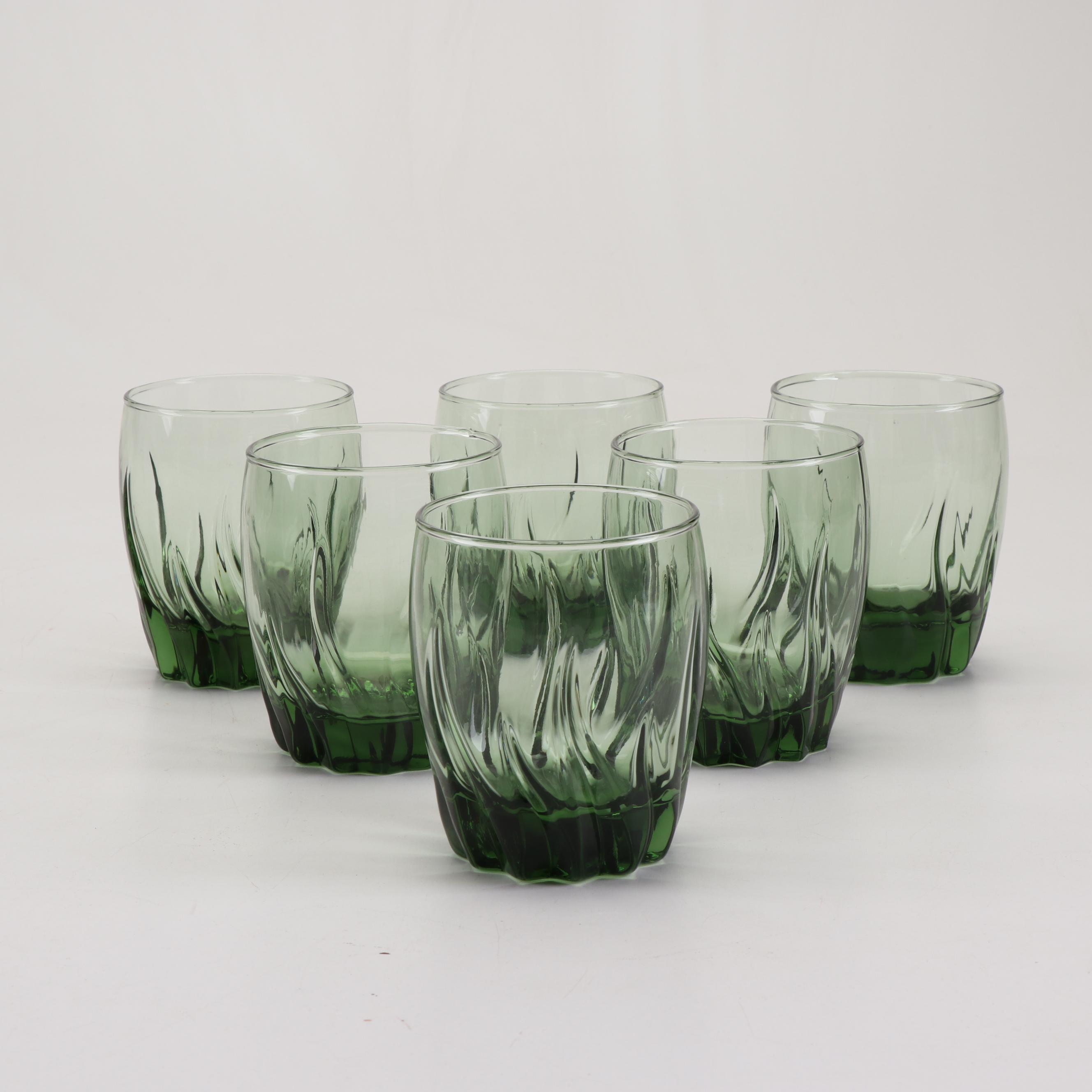 MidCentury Green Glass Tumblers EBTH