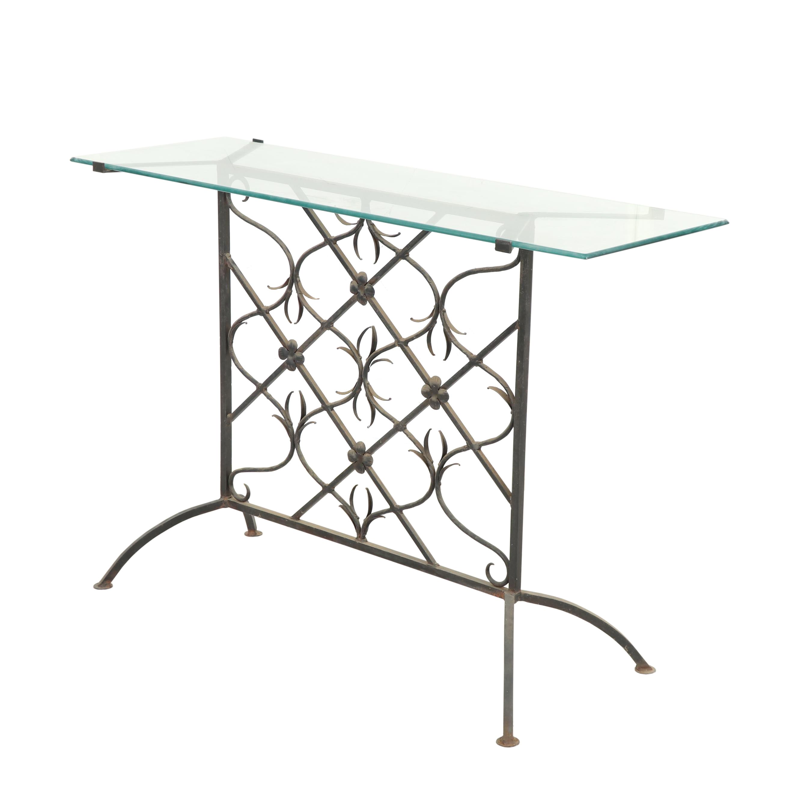 Glass Top Metal Console Table EBTH