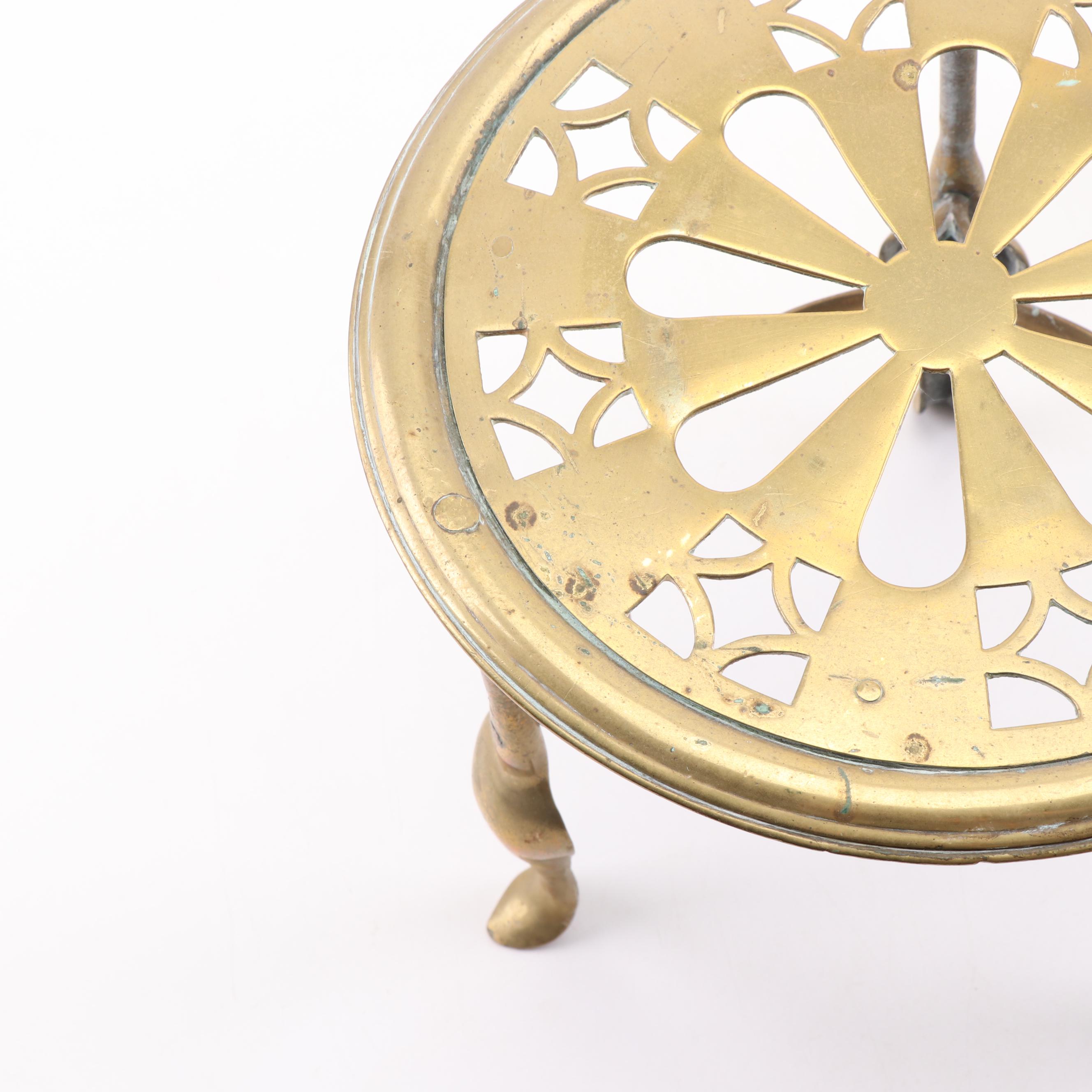 Brass Reticulated Fireplace Trivets, Late 18th to Early 19th Century EBTH