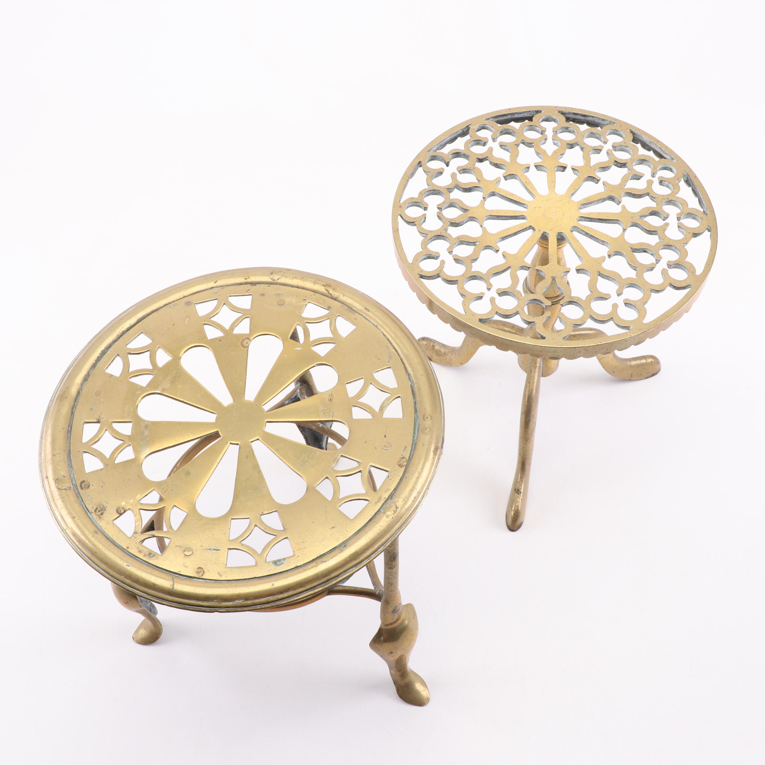 Brass Reticulated Fireplace Trivets, Late 18th to Early 19th Century EBTH