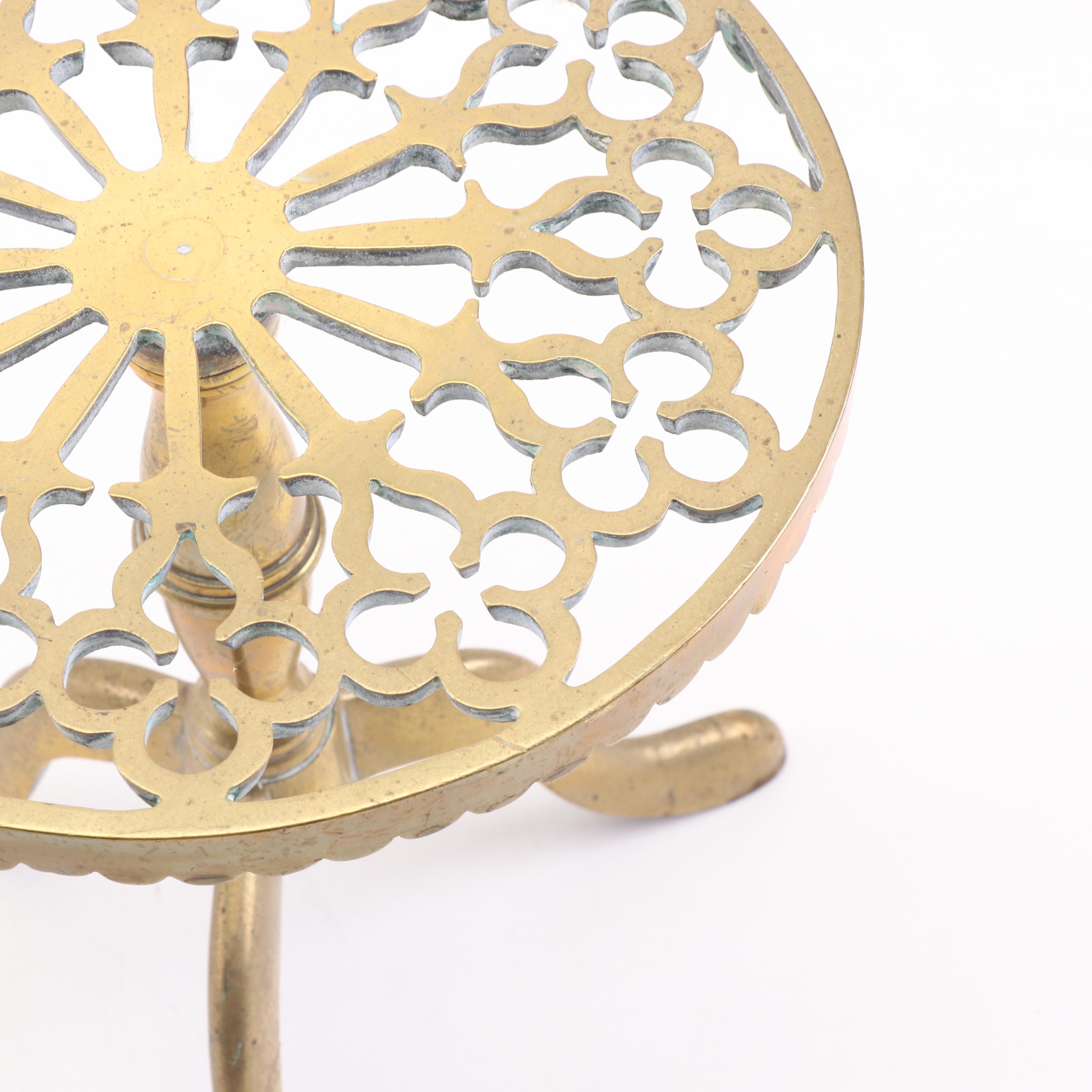 Brass Reticulated Fireplace Trivets, Late 18th to Early 19th Century EBTH