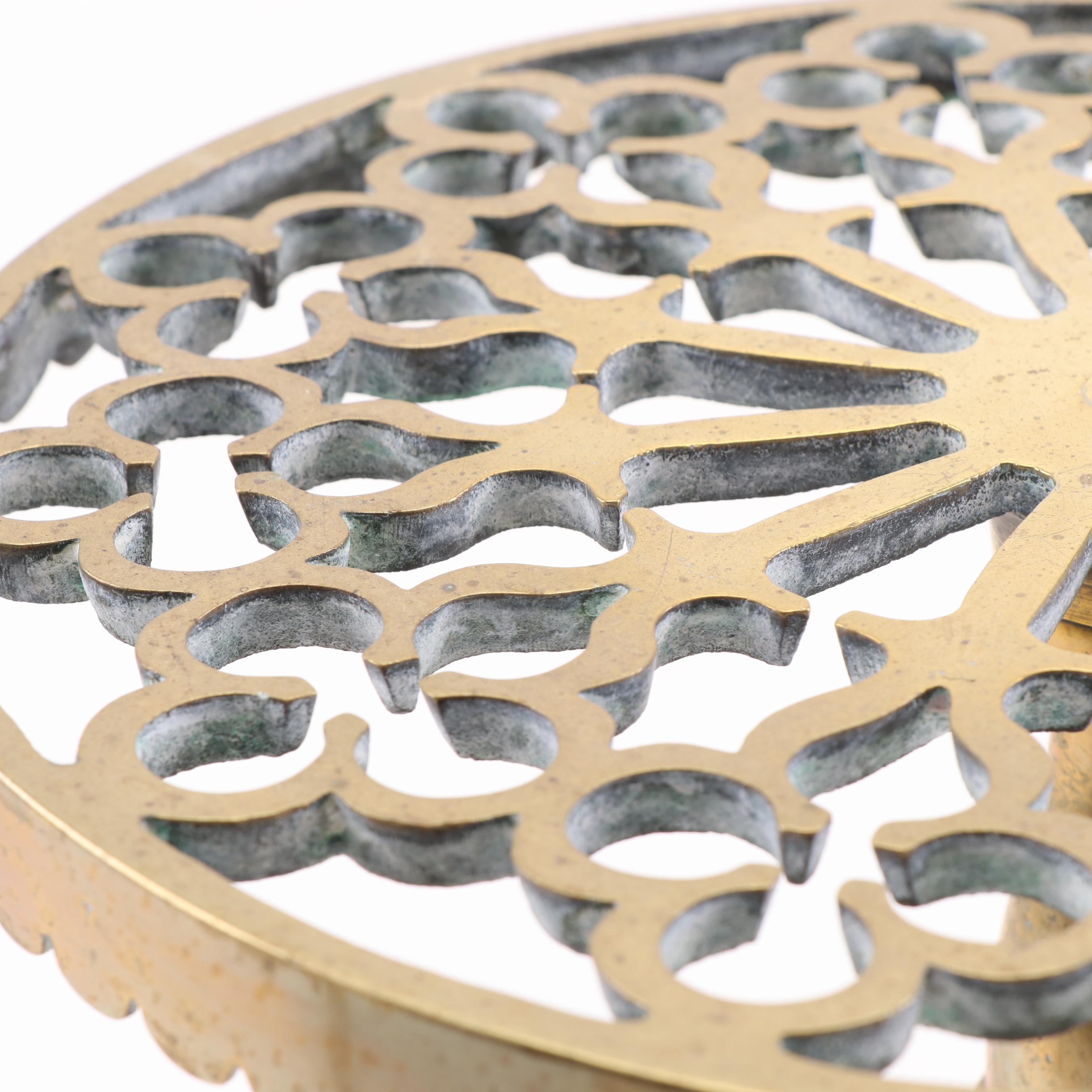 Brass Reticulated Fireplace Trivets, Late 18th to Early 19th Century EBTH