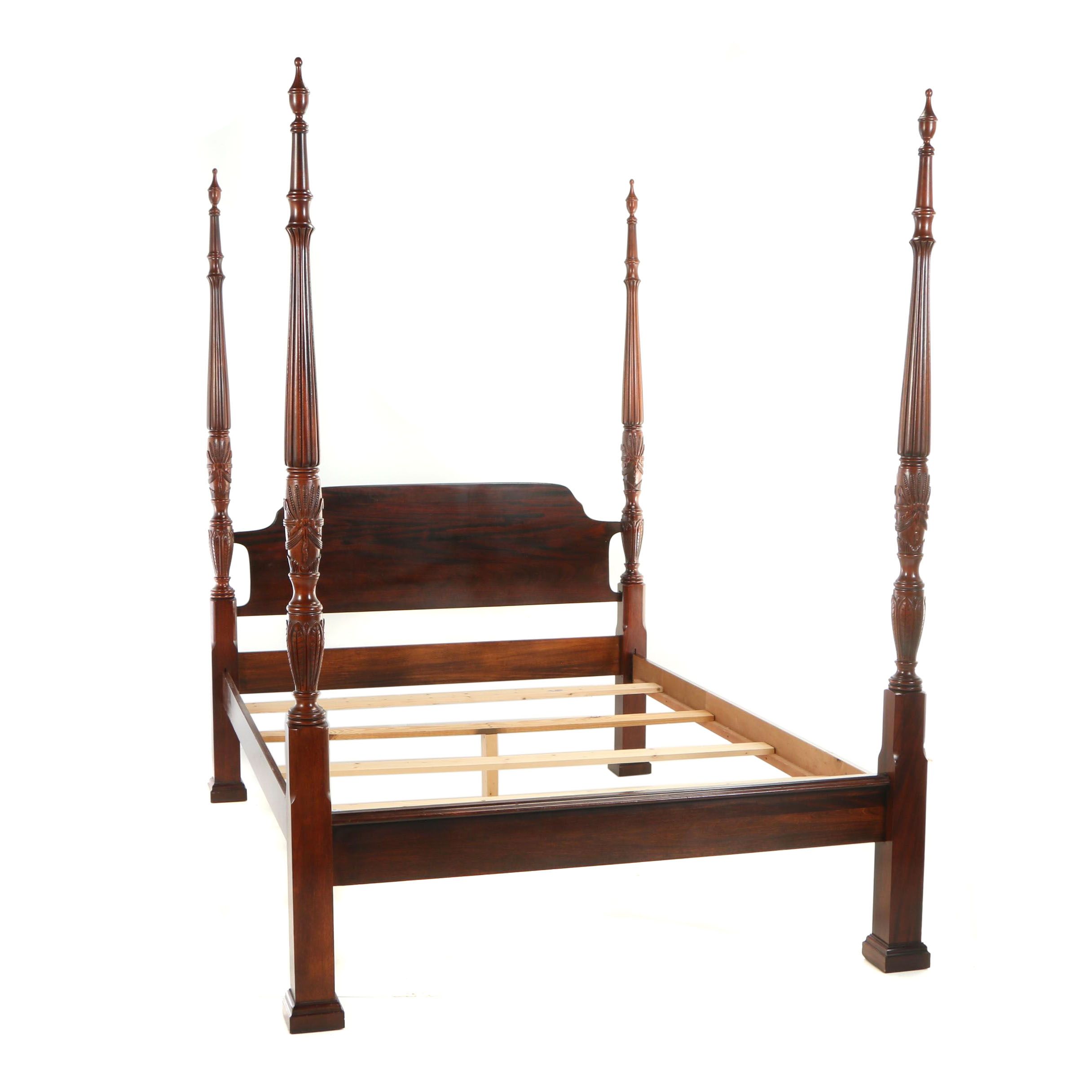 Federal Style Mahogany and MahoganyStained Queen Size FourPost Bed Frame EBTH