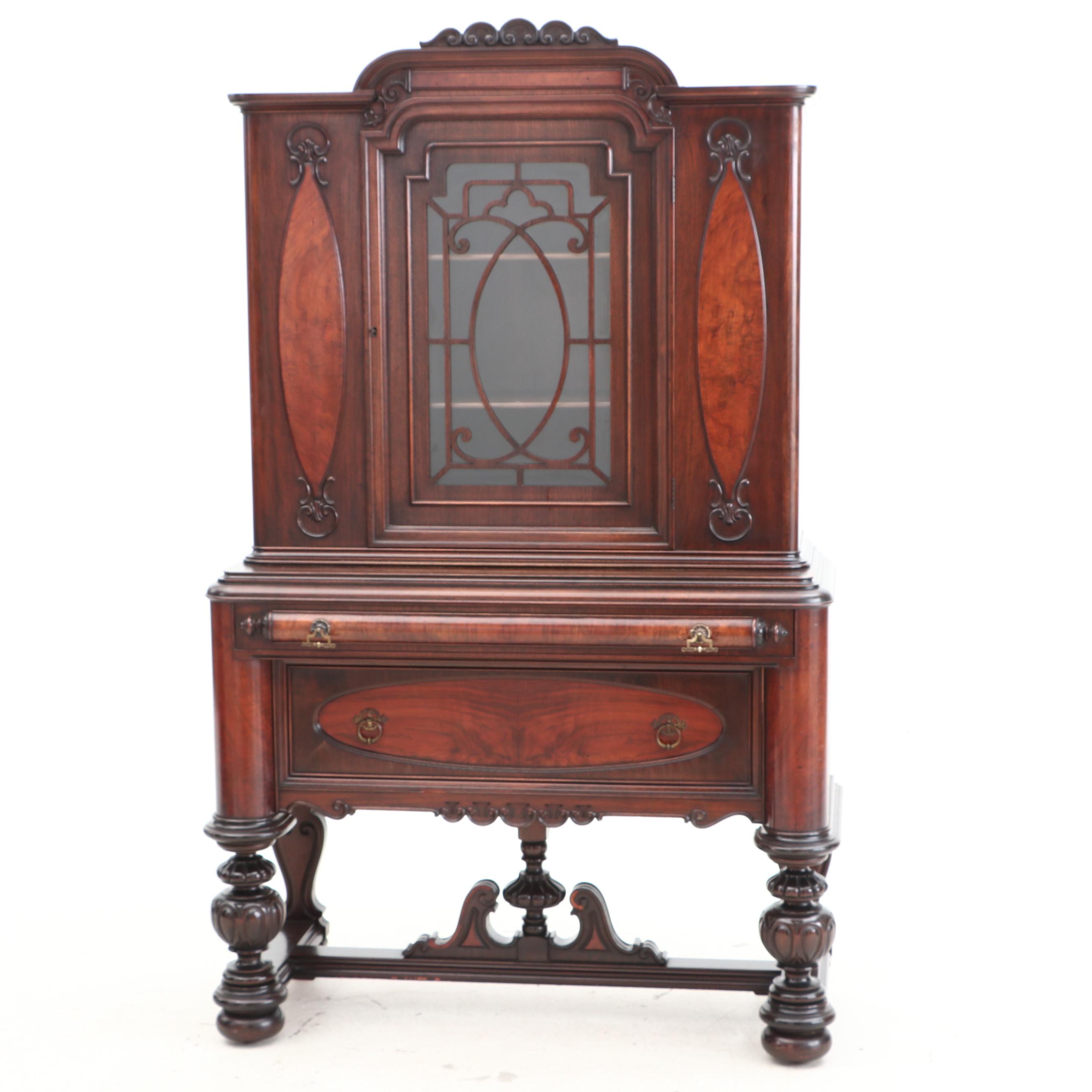 Rockford Baroque Style Walnut Curio Cabinet, Circa 1920s ...