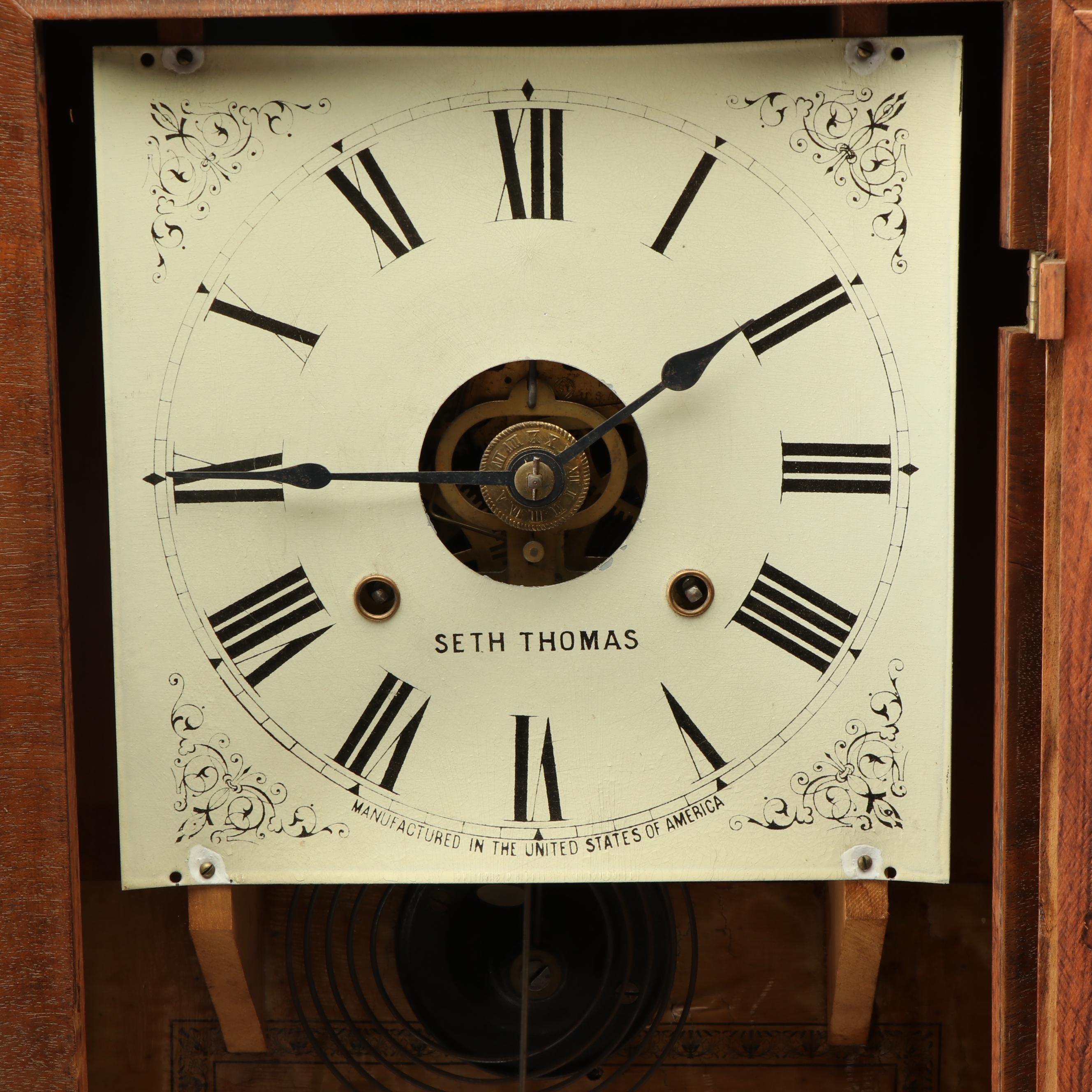 Vintage Seth Thomas Eight Day Half Hour Strike Pendulum Mantle Clock EBTH