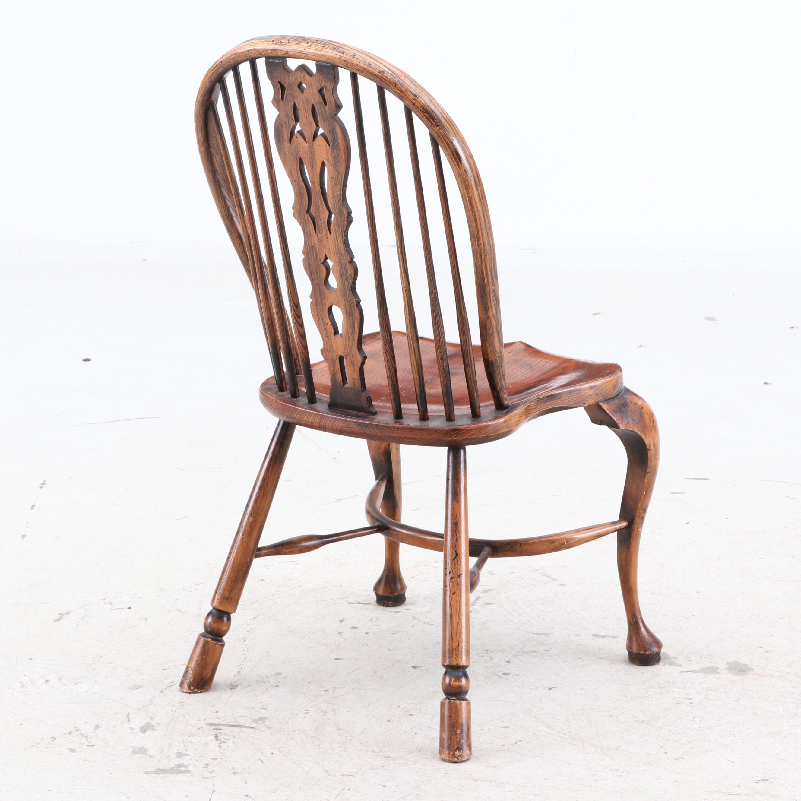 English Elm Pierced Back Splat Windsor Chairs, Early 20th Century EBTH