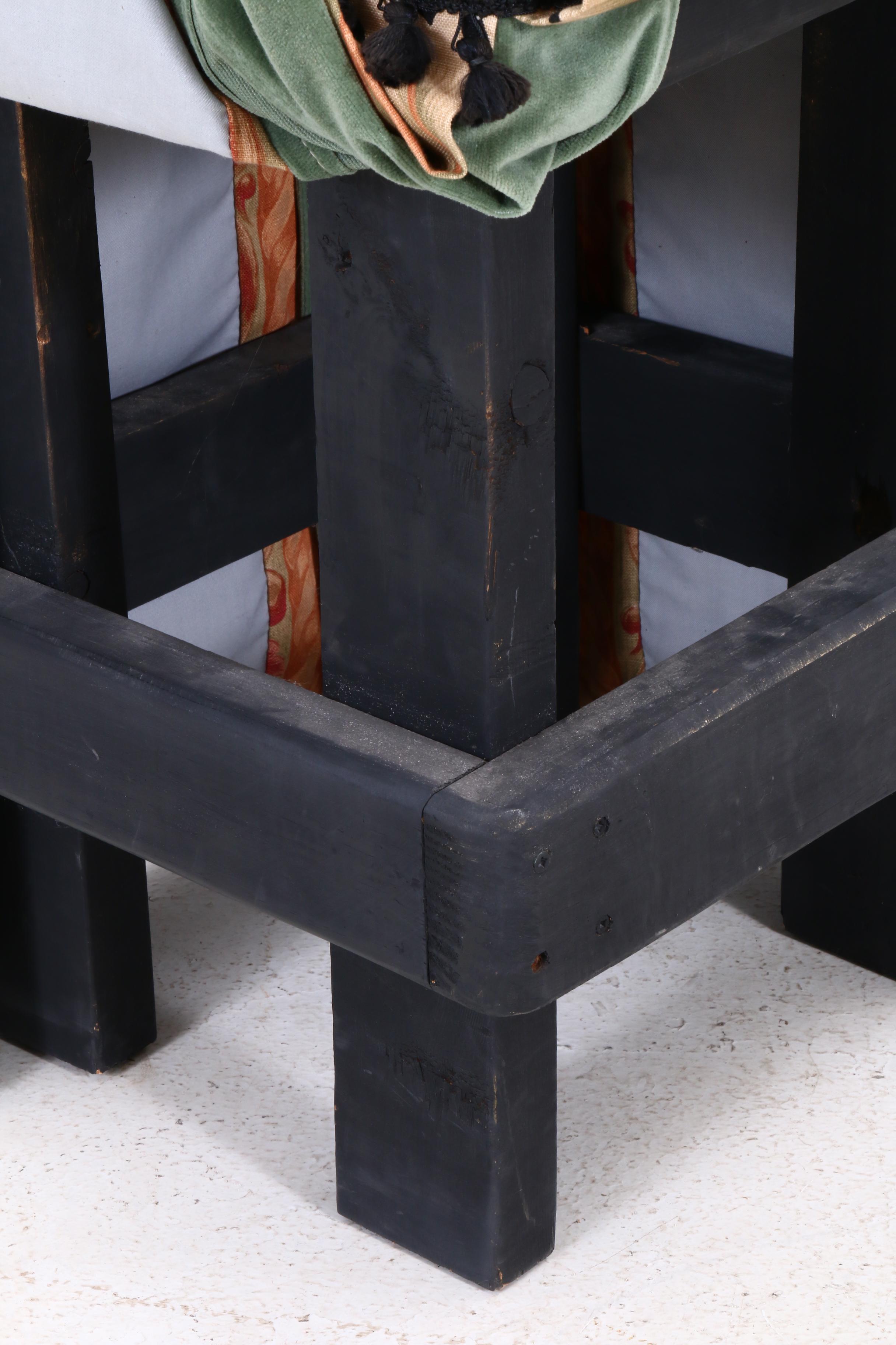 Skirted, Upholstered Wooden Counter Height Stools, Pair EBTH