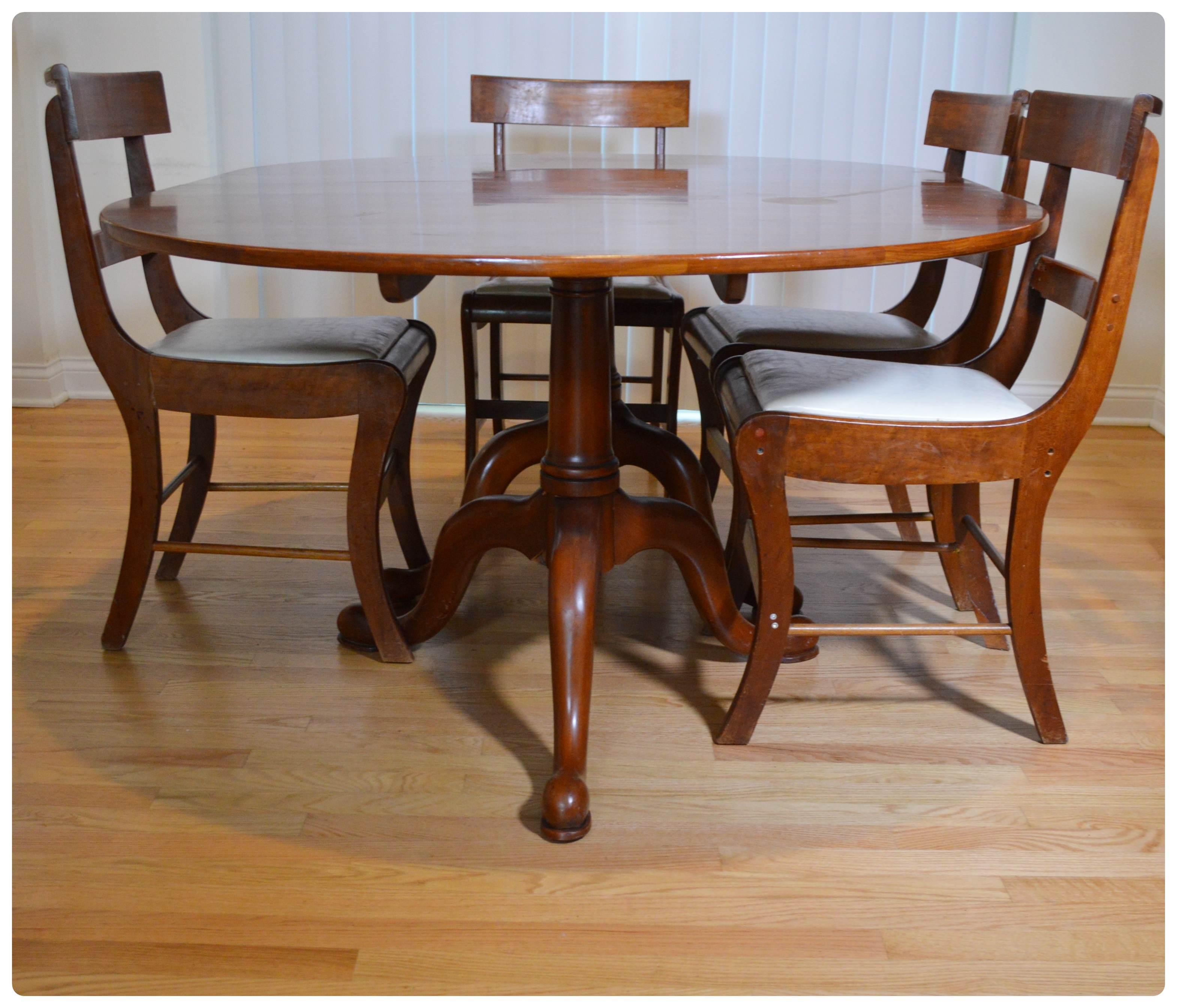Queen Anne Cherry Table with Five Chairs, Early 20th Century EBTH