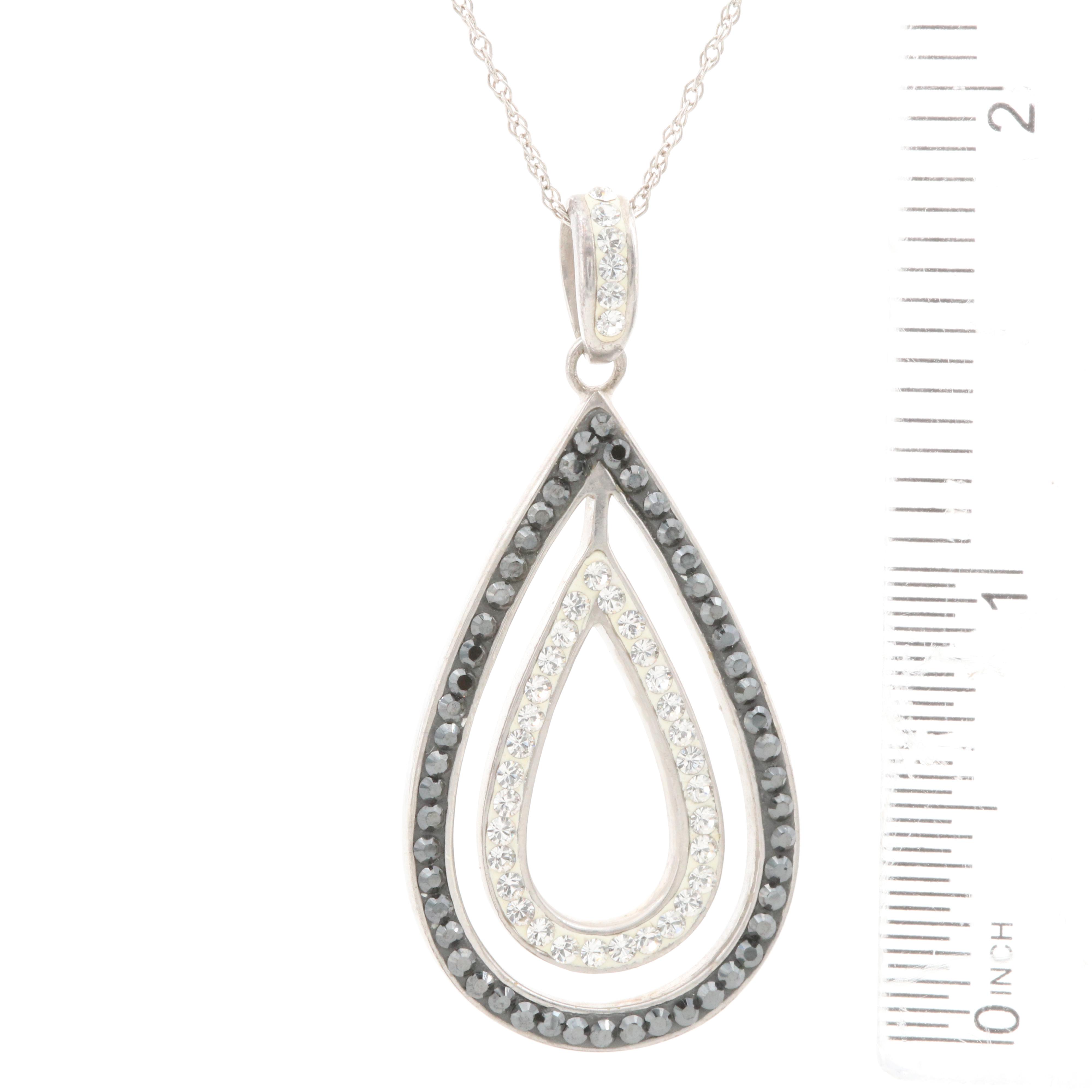 Sterling Silver Double Teardrop Pendant Necklace EBTH