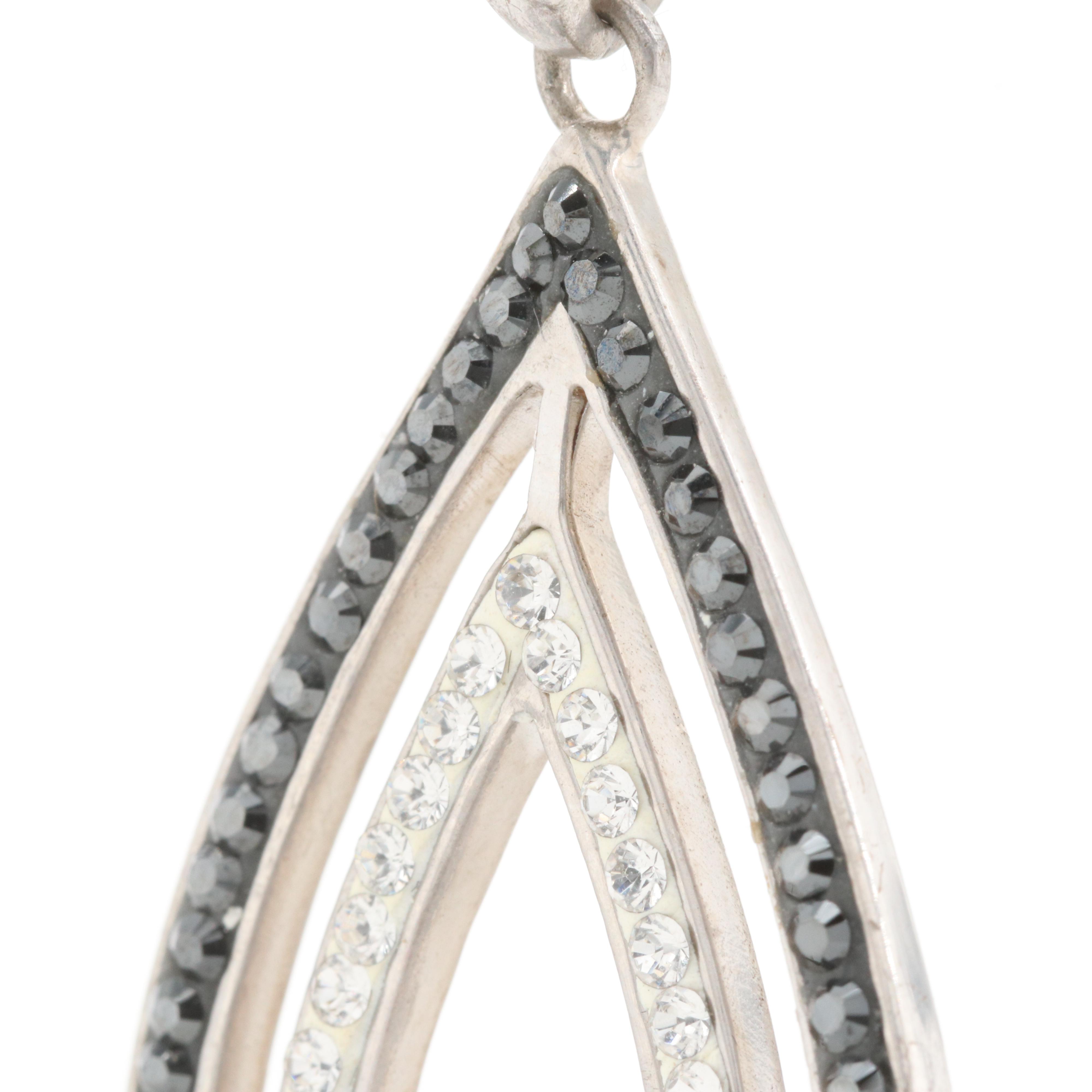 Sterling Silver Double Teardrop Pendant Necklace EBTH