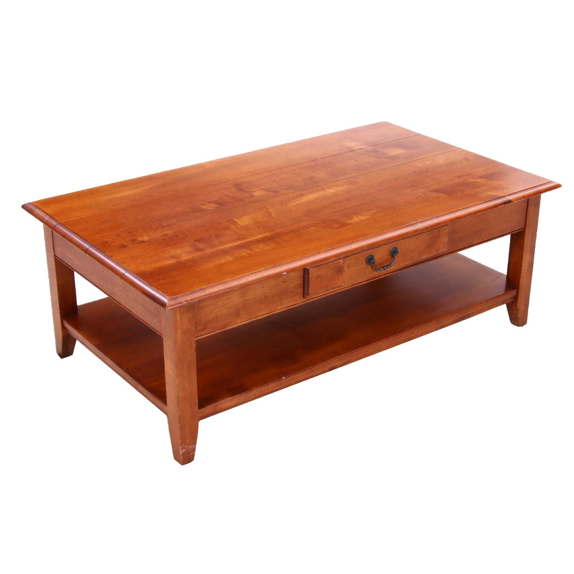 Ethan Allen Maple Coffee Table With Front Drawer Contemporary Ebth