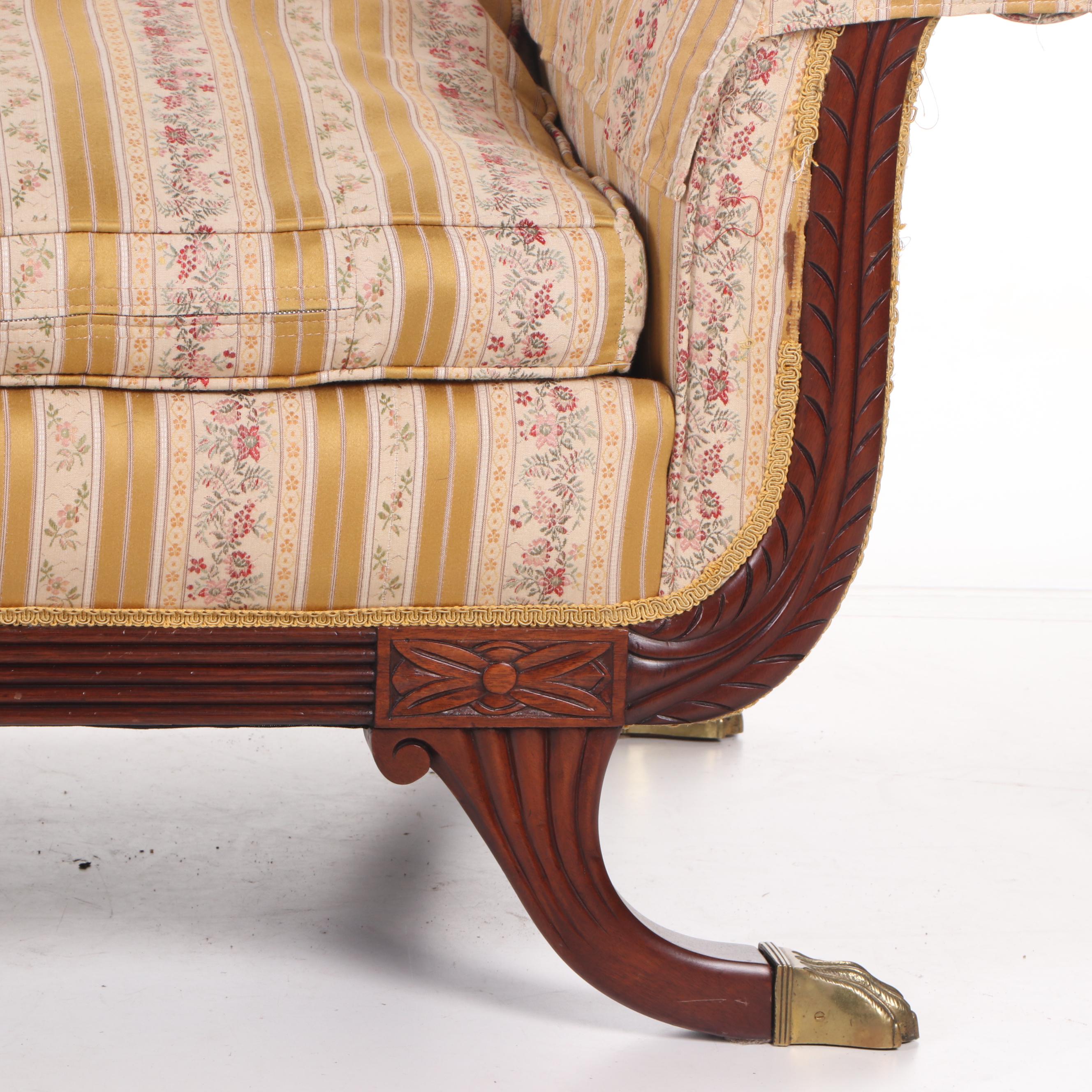 Duncan Phyfe Style MahoganyFinish Upholstered Sofa, Early to Mid 20th