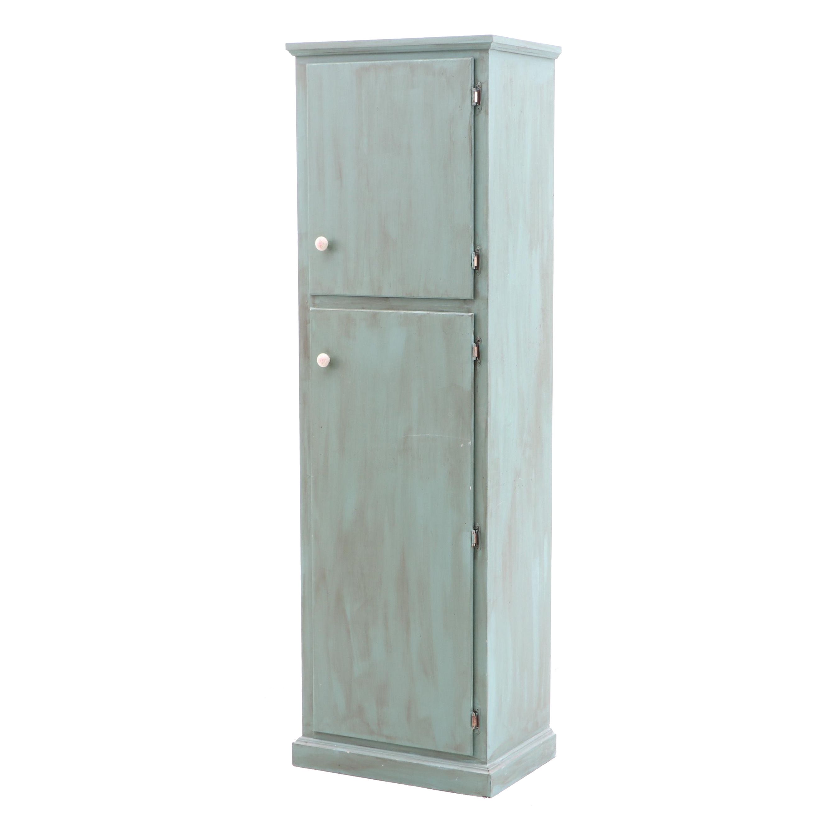 Custom Made Painted Wooden Storage Pantry Cabinet Ebth