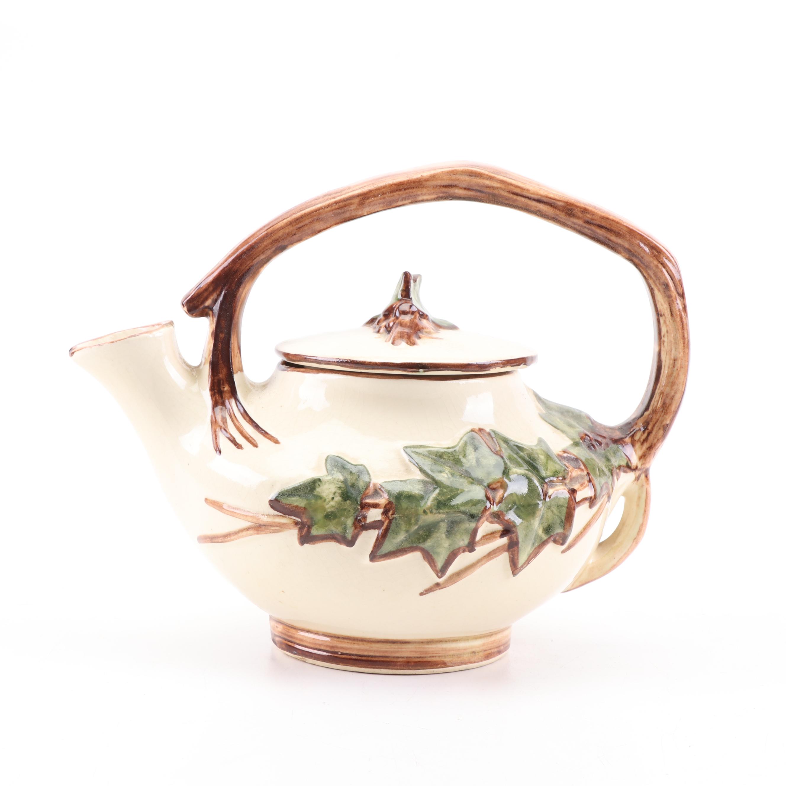 McCoy "English Ivy" Earthenware Teapot, Cream Jug And Open Sugar Bowl ...