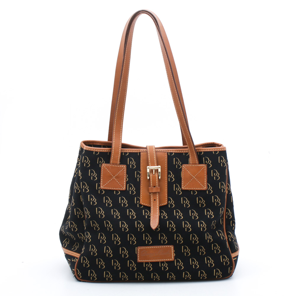 Dooney & Bourke Monogram Canvas Shoulder Bag with Leather Trim EBTH