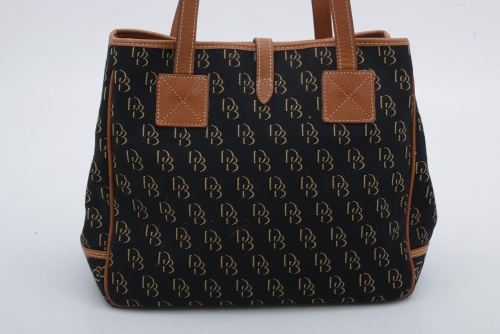 Dooney & Bourke Monogram Canvas Shoulder Bag with Leather Trim EBTH