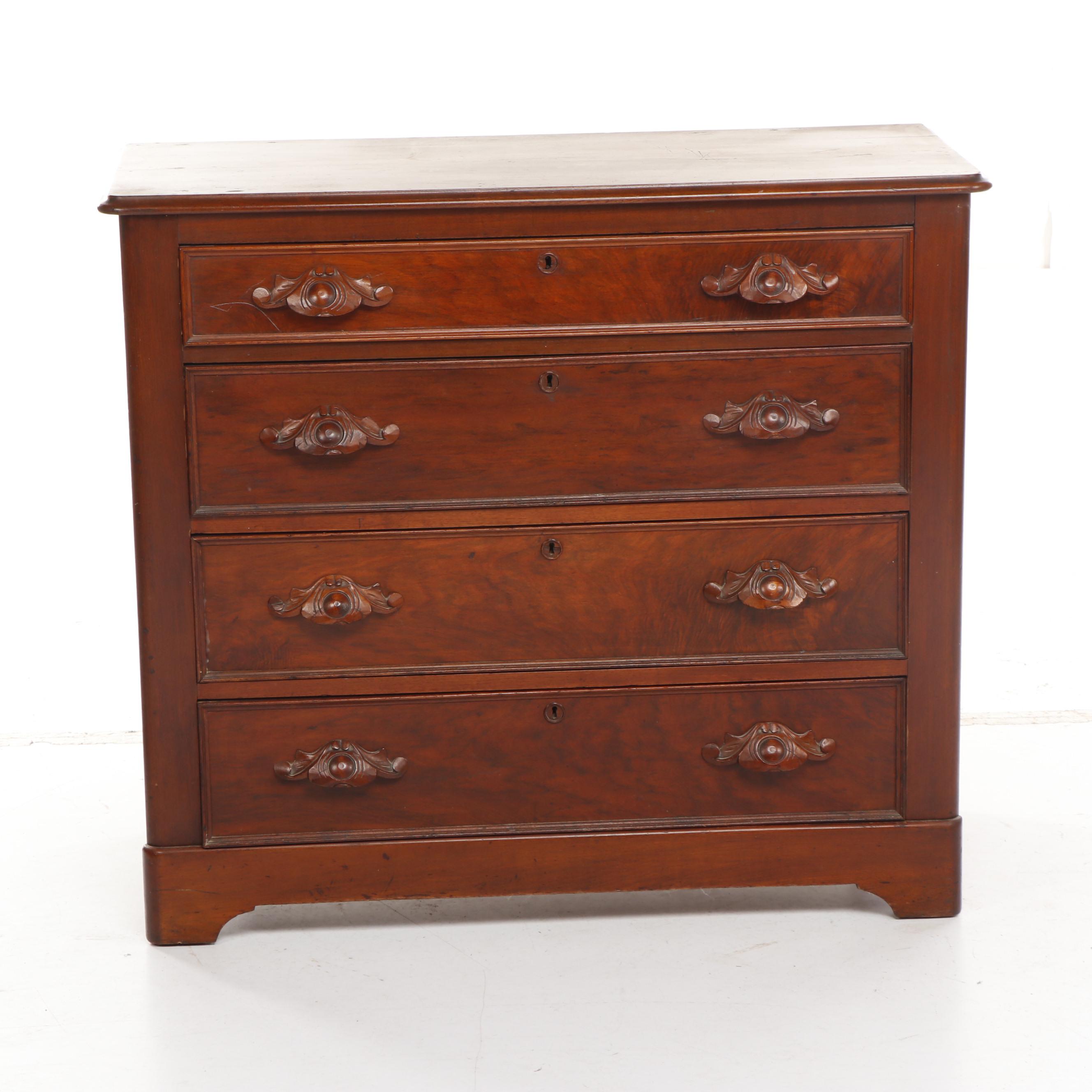 Victorian Style Mahogany Finished Chest of Drawers with Mirror EBTH