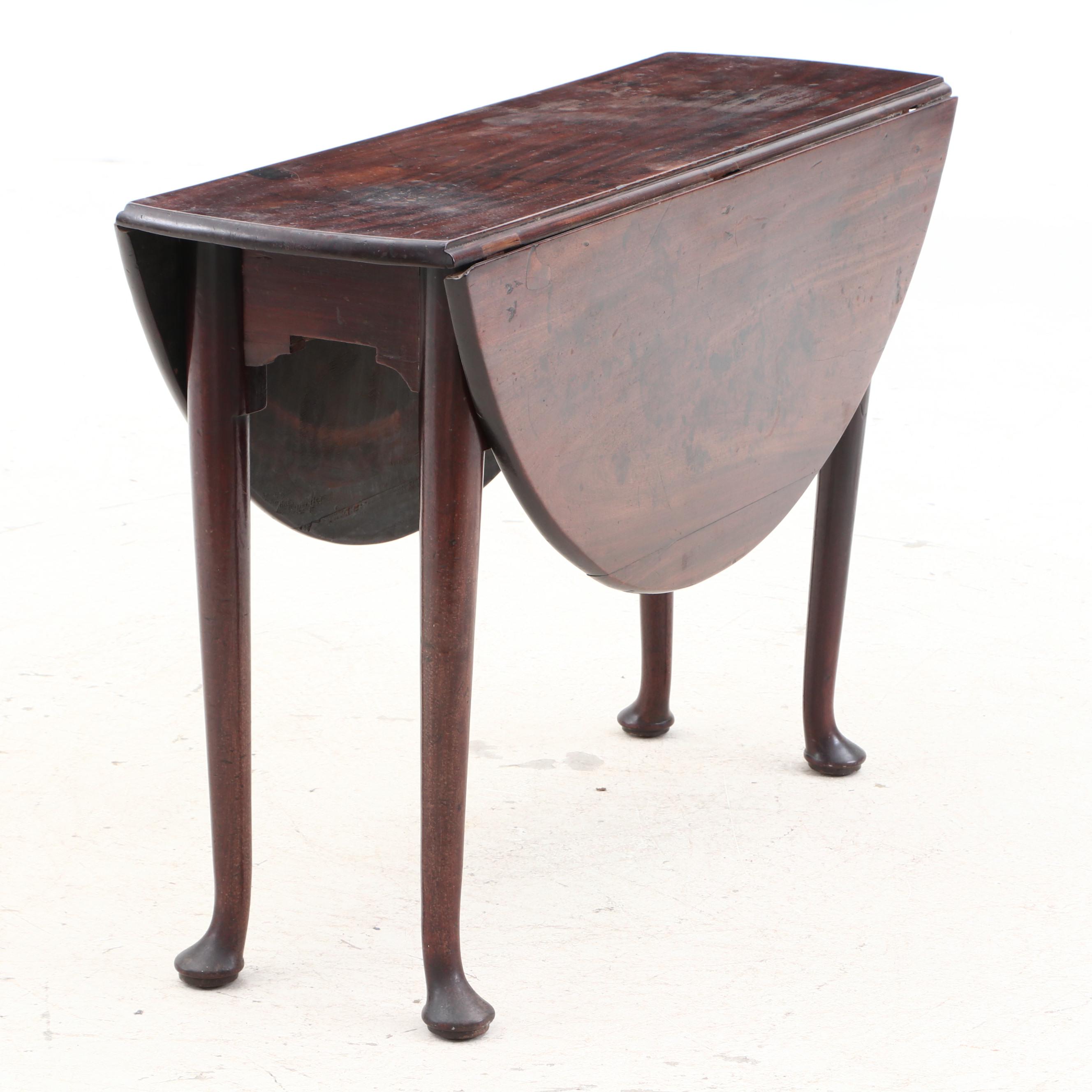 18th Century Mahogany Queen Anne DropLeaf Table EBTH