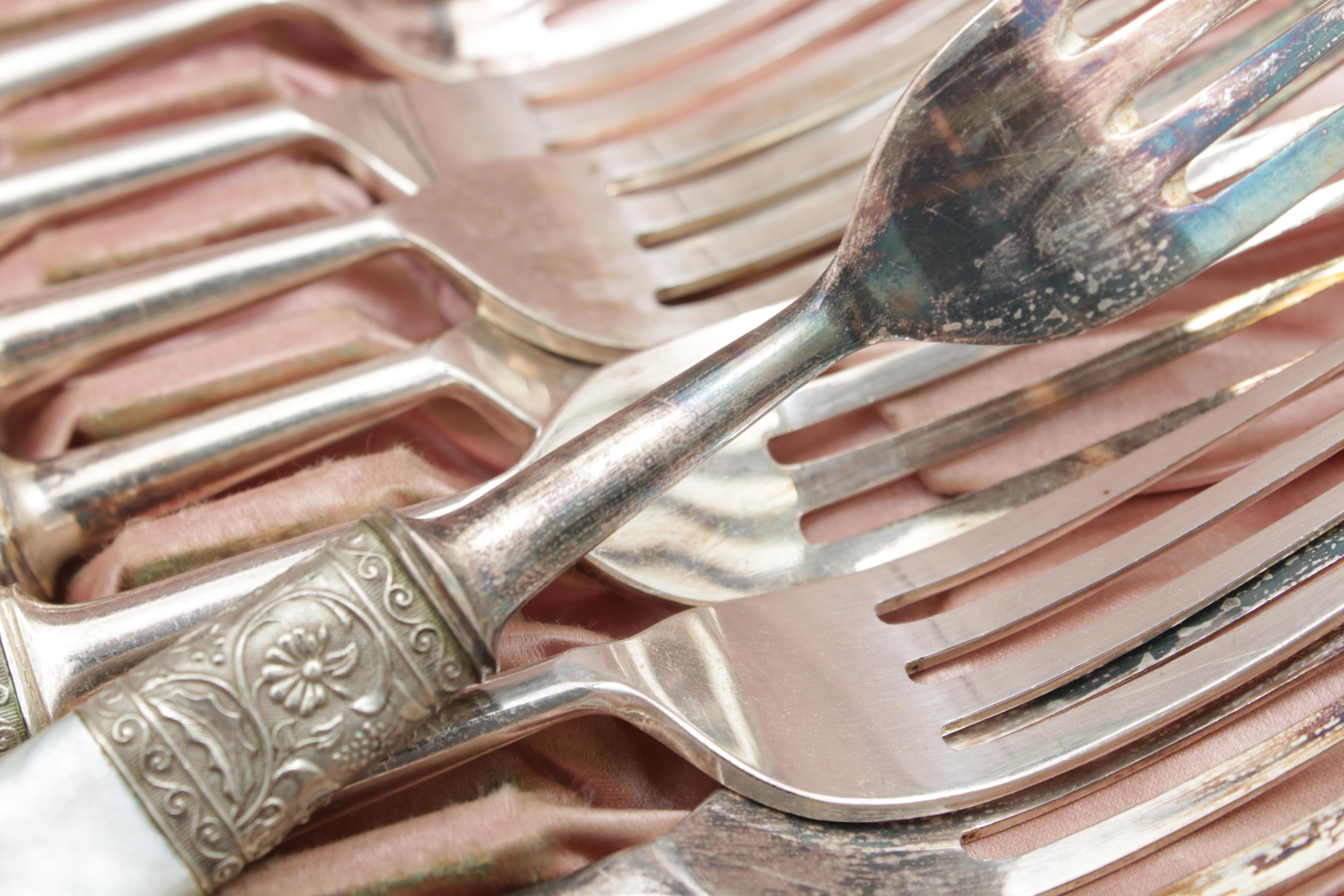 Mother of Pearl Handle Flatware Set in Original Case EBTH