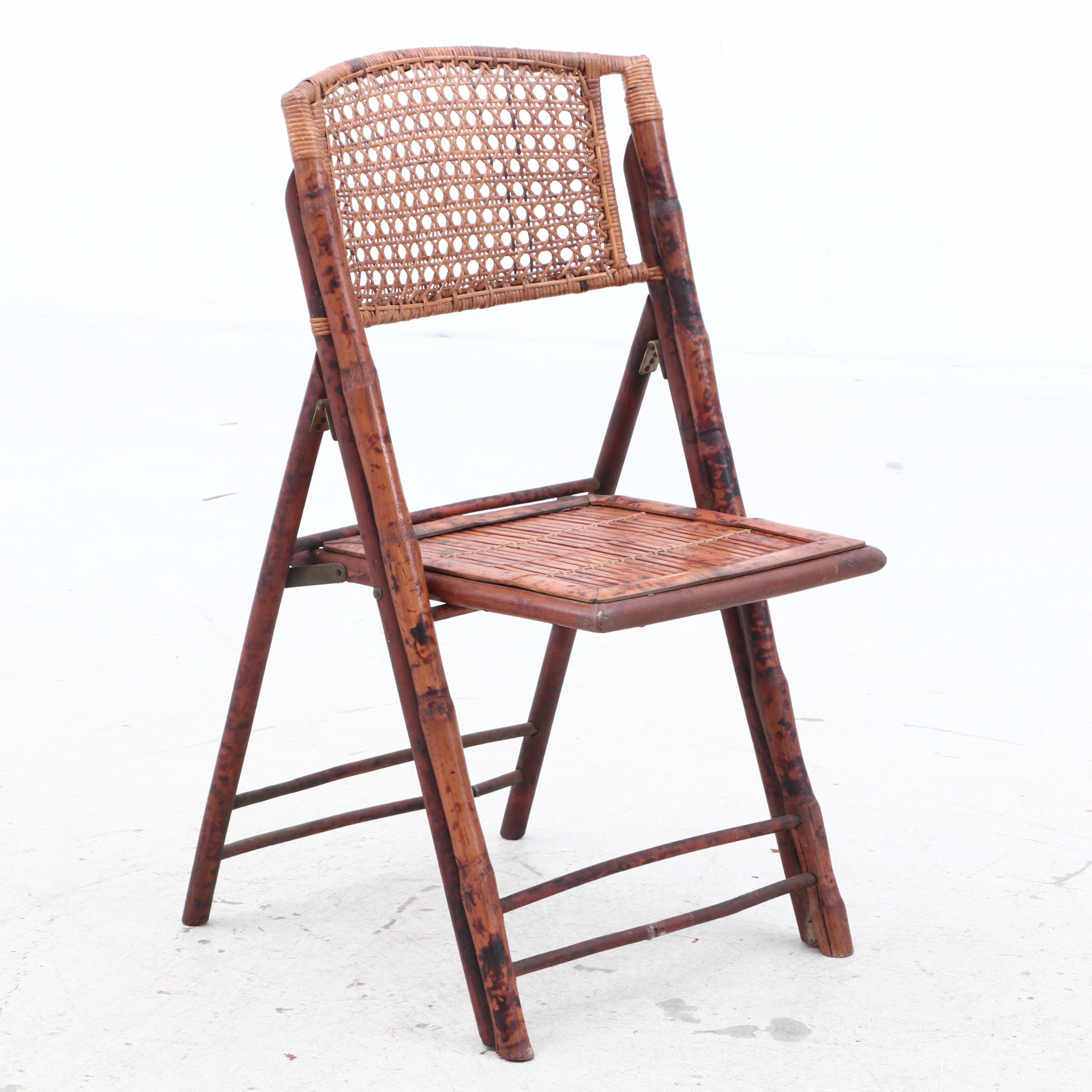 Four Rattan Folding Chairs, Mid20th Century EBTH