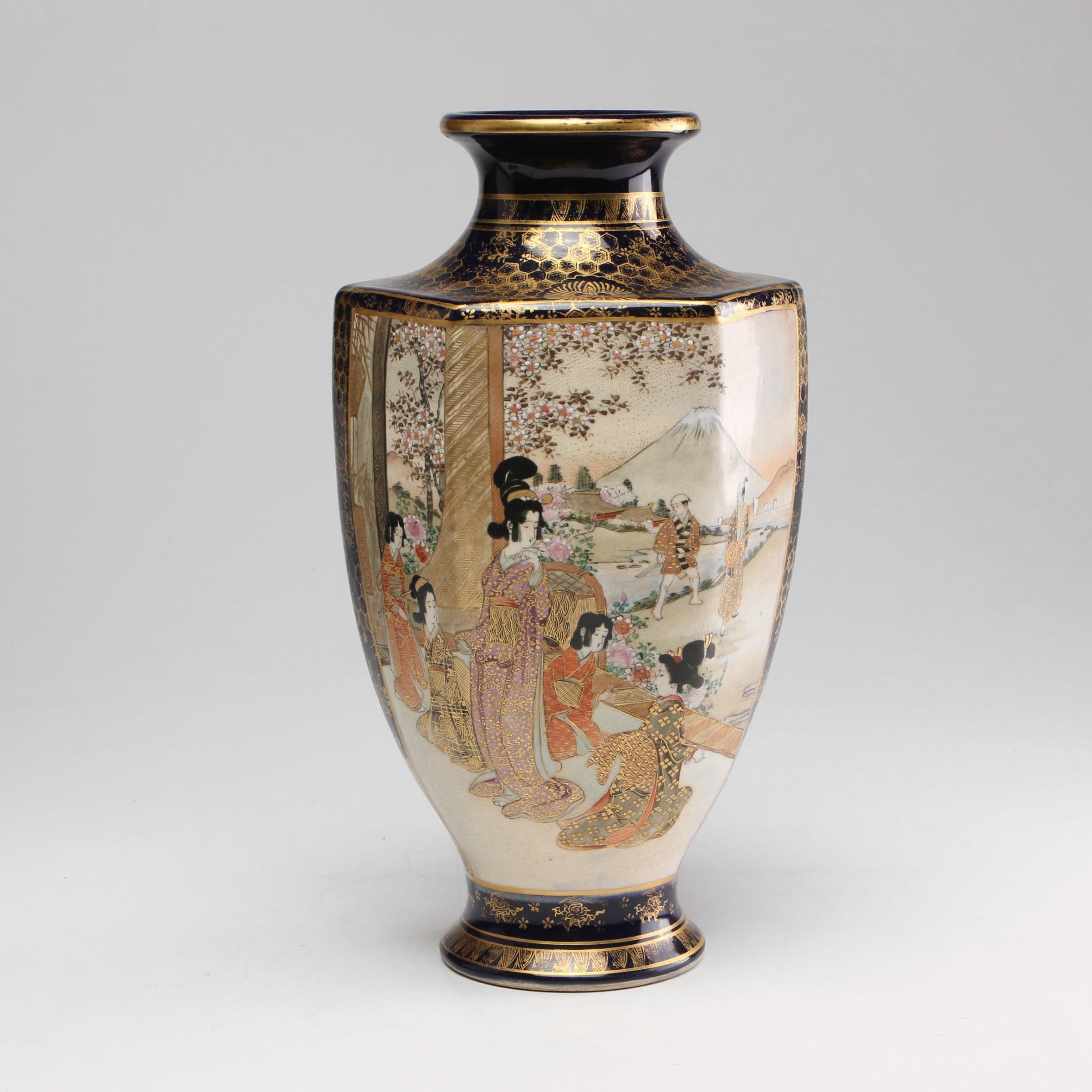 Japanese Hand Painted Satsuma Vase Mid 20th Century Ebth